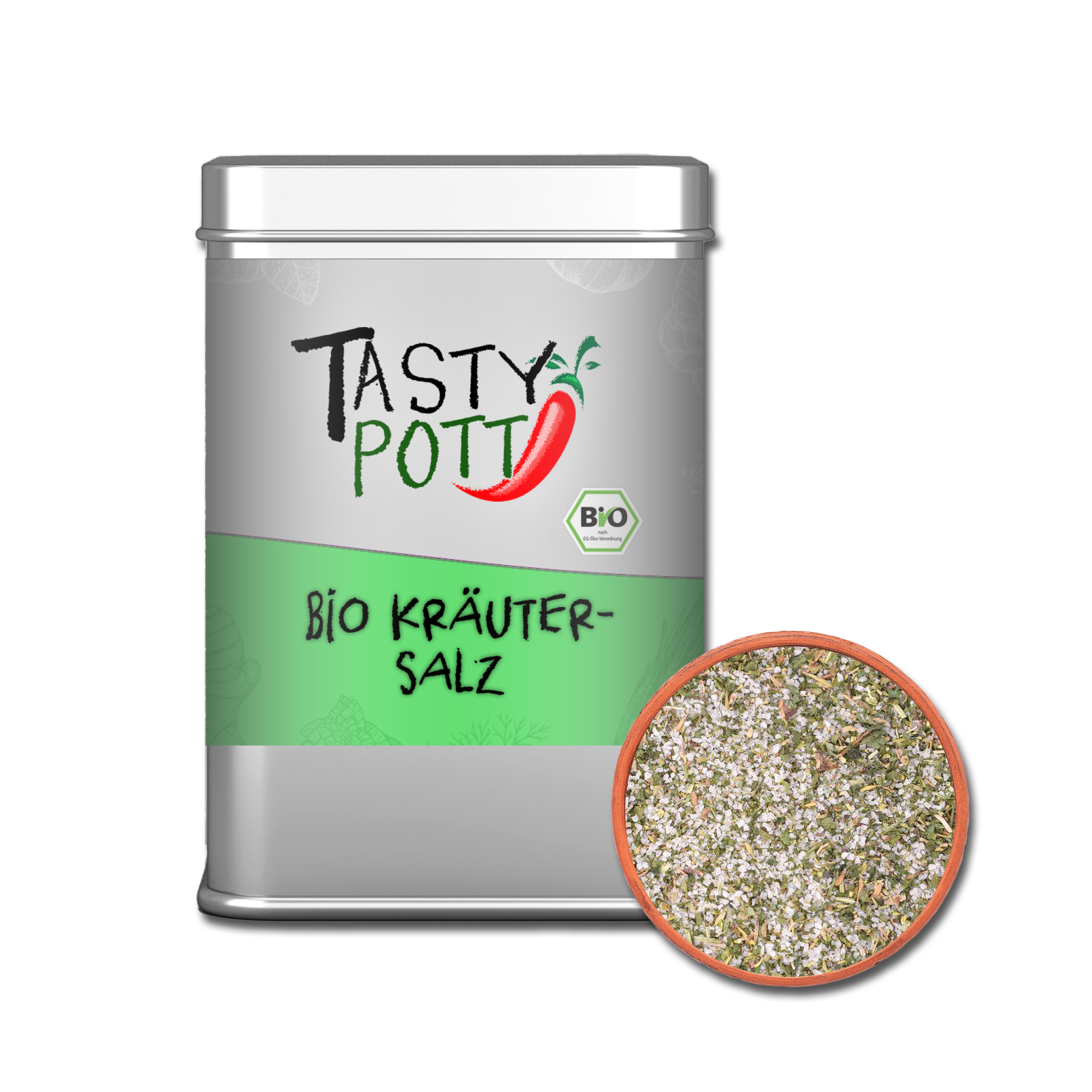 Bio Kräutersalz - Mediterrane Kräuter mit Salz - 100g Dose Tasty Pott