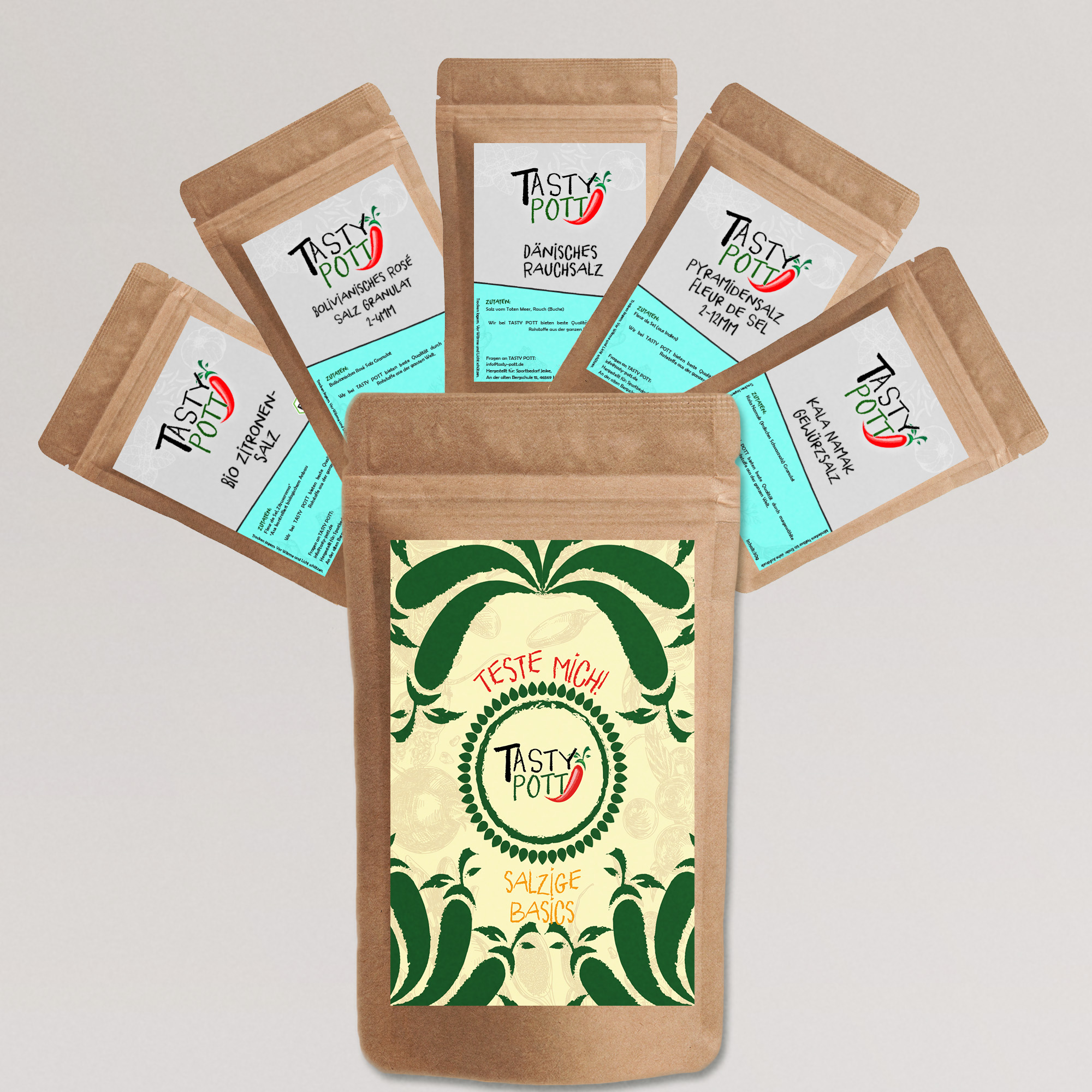 Tasty Pott Salzige Basics 5x 30g Probiergröße - Salze Tasty Pott Salzige Basics 5x 30g Probiergröße - Salze
