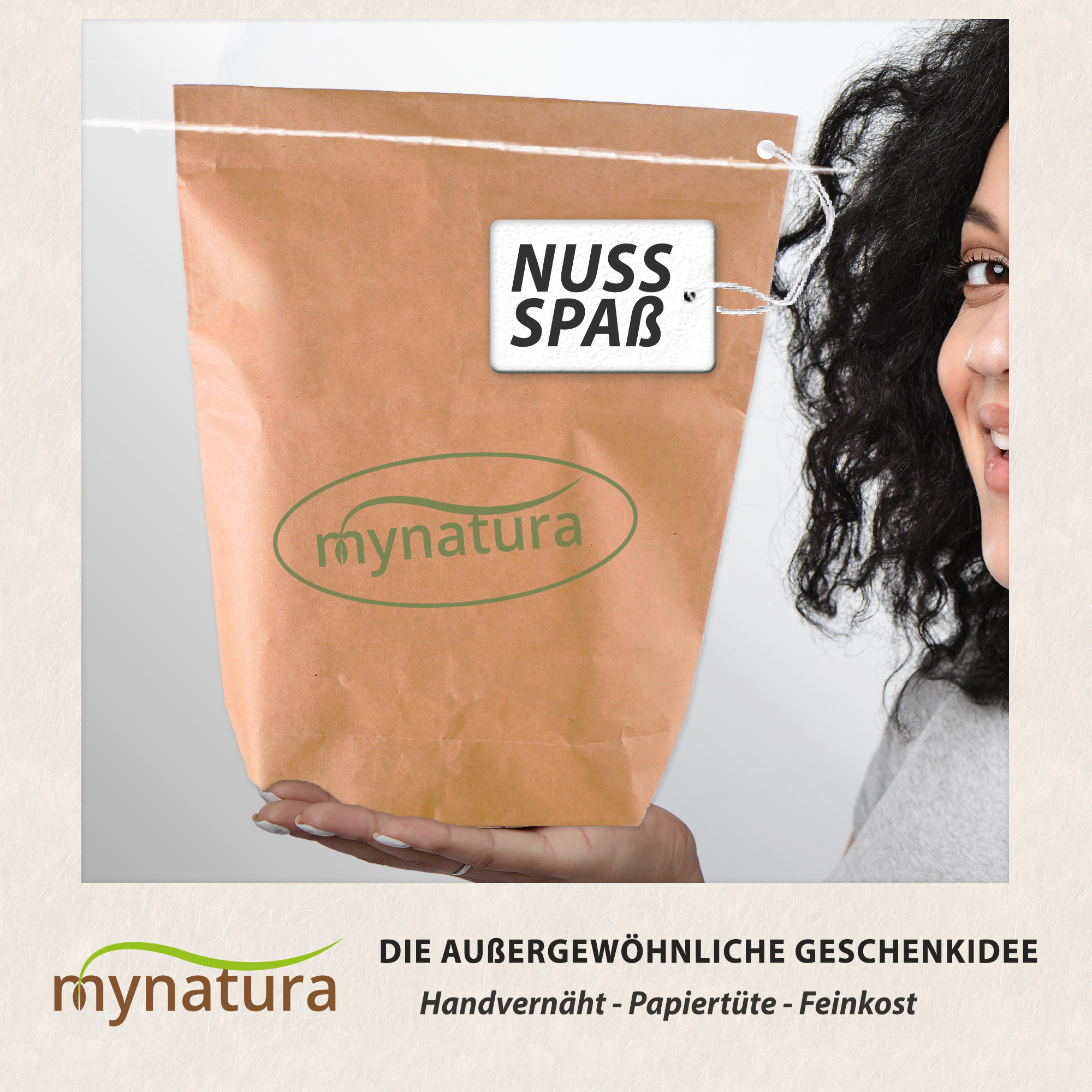Mynatura Nussspaß - Cashewkerne + Mandeln + Walnusskern Bruch + Kürbiskerne + Gymbag + Karte