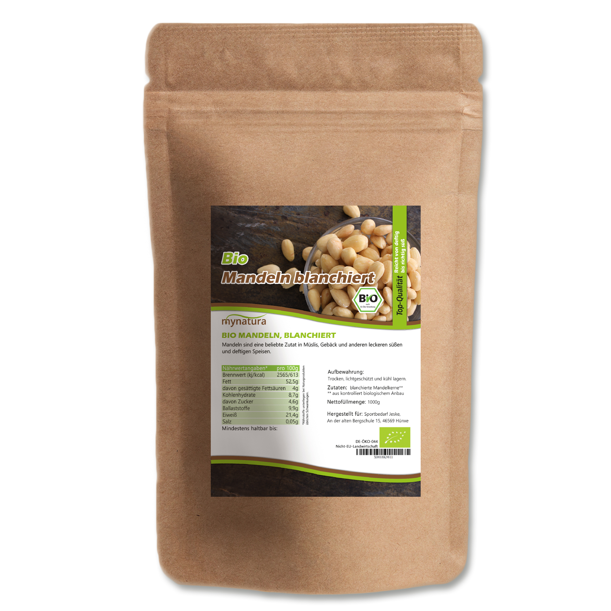 Blanchierte Bio-Mandelkerne von Mynatura – naturbelassen, vielseitig & ideal zum Backen und Kochen Blanchierte Bio-Mandelkerne von Mynatura – naturbelassen, vielseitig & ideal zum Backen und Kochen