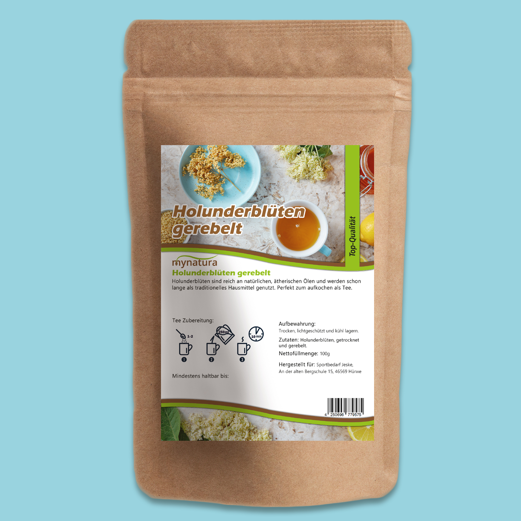 Gerebelte Holunderblüten von Mynatura – Aromatische Blüten für Tee, Sirup & Küche 250g