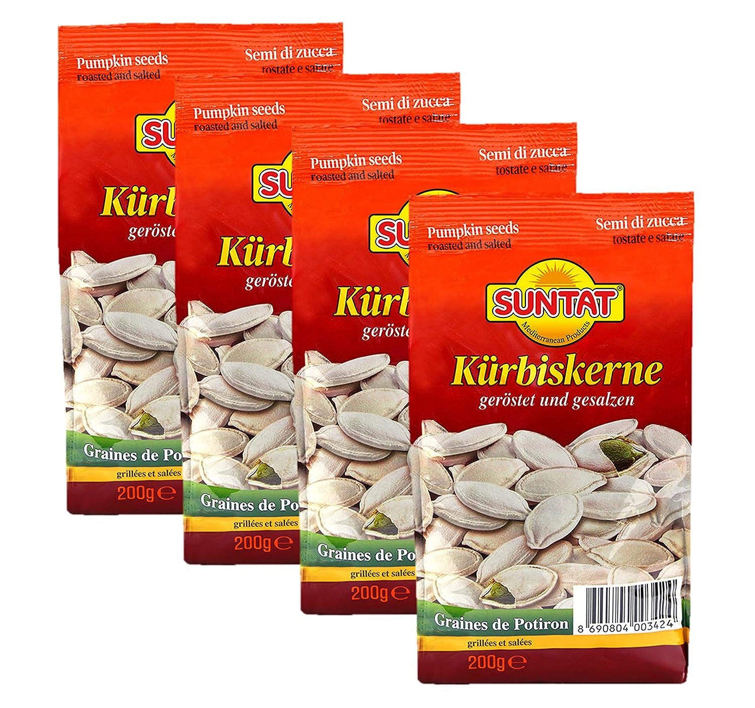 SUNTAT Kürbiskerne ungeschält geröstet & gesalzen (4 x 200 g Packung) SUNTAT Kürbiskerne ungeschält geröstet & gesalzen (4 x 200 g Packung)