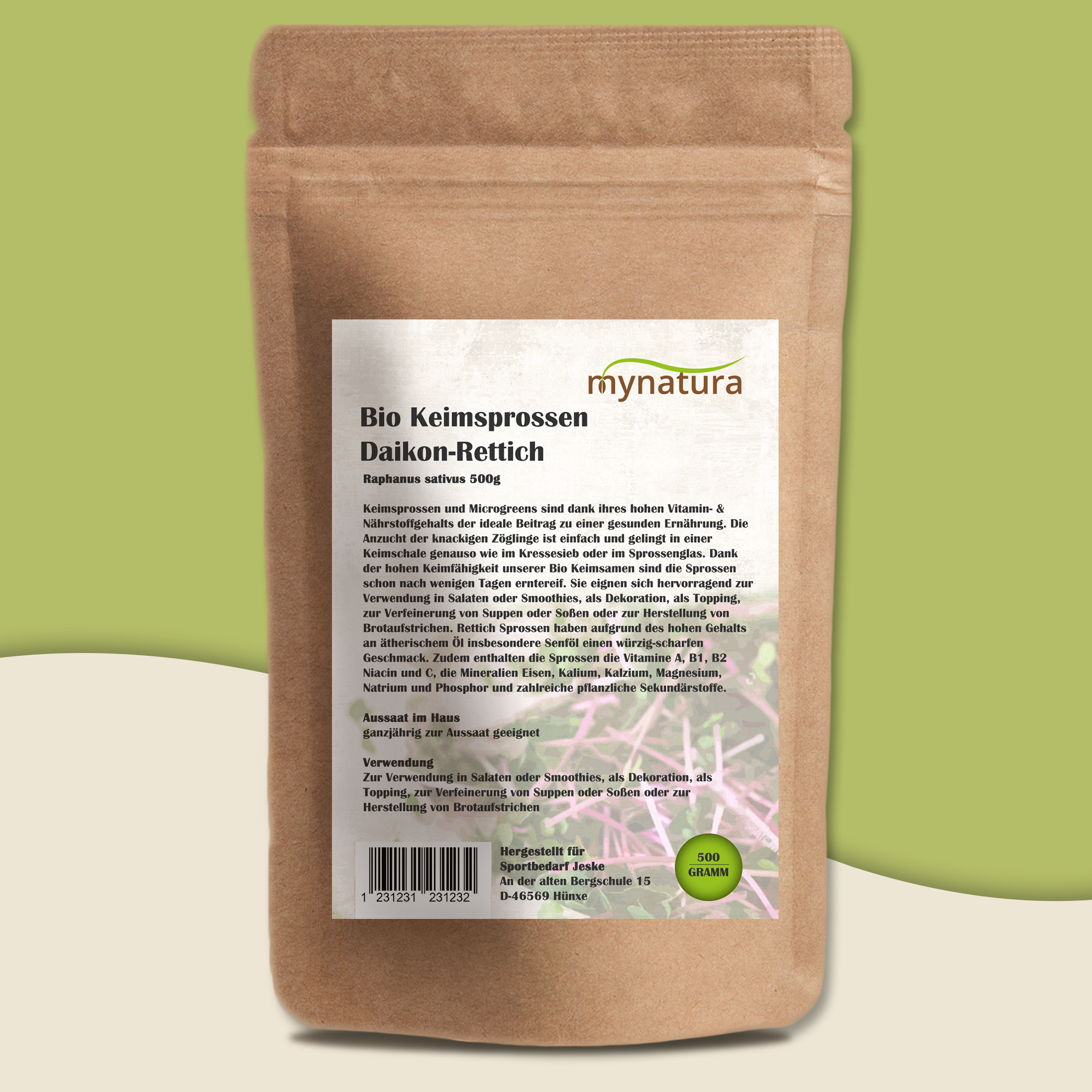 Mynatura Bio Daikon-Rettich Keimsprossen Gemüse (500g)