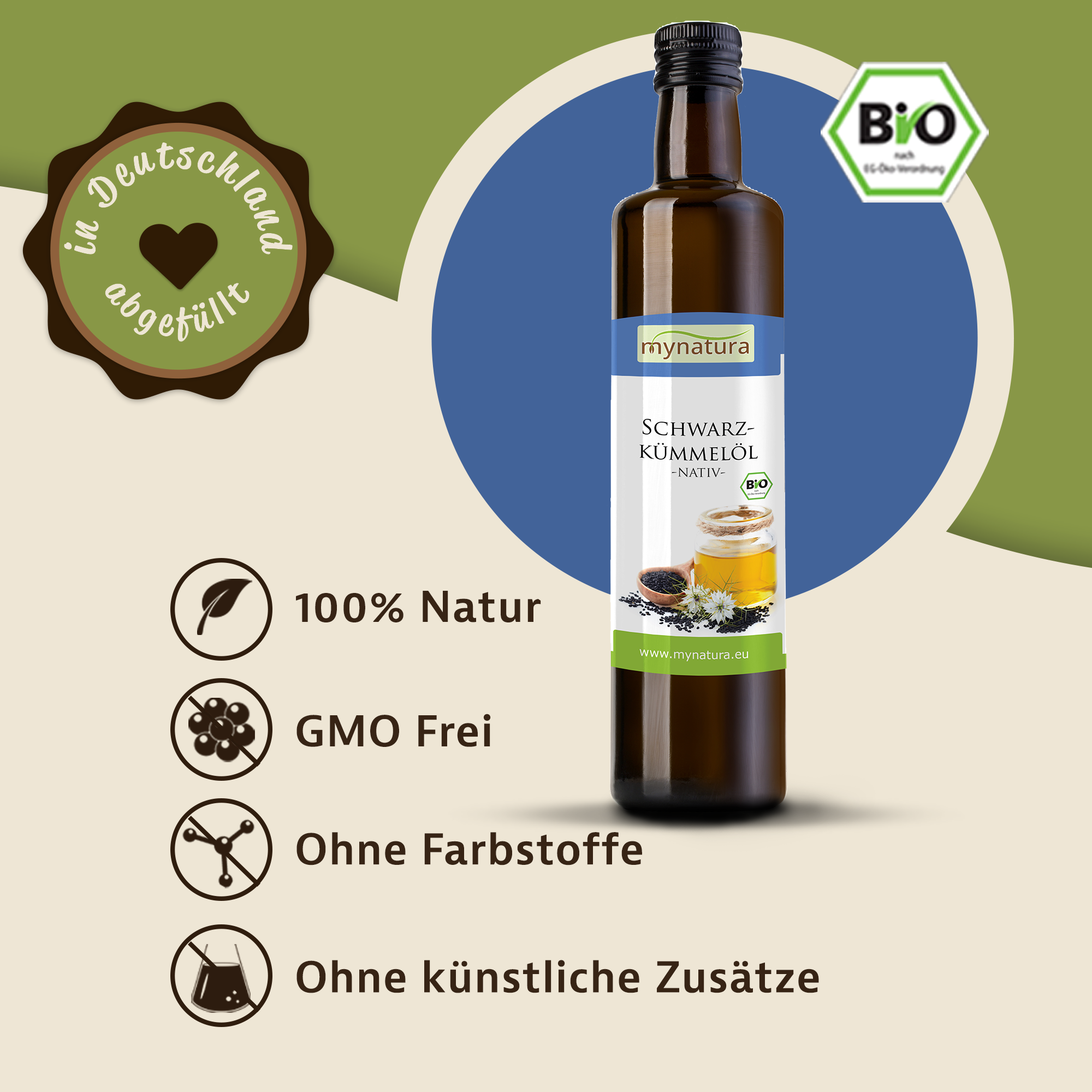 Mynatura Bio Schwarzkümmelöl kaltgepresst 500ml