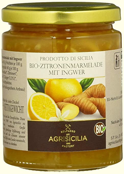 Agrisicilia Zitronen-Marmelade mit Ingwer, bio 360g Agrisicilia Zitronen-Marmelade mit Ingwer, bio 360g