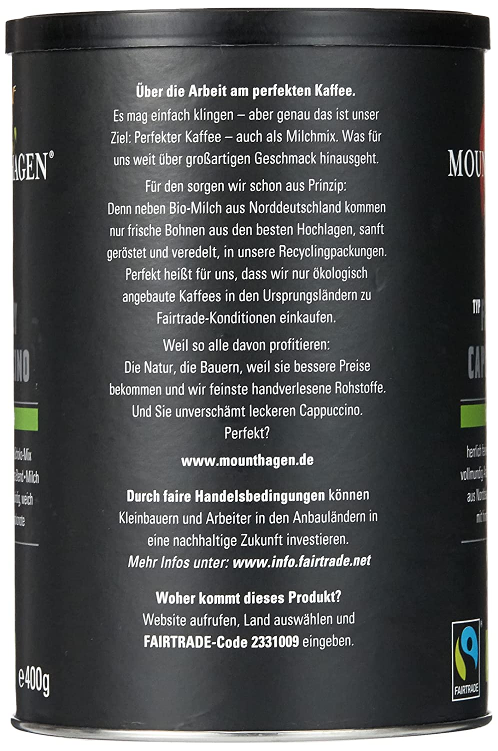 Mount Hagen Bio Cappuccino 400g Mount Hagen Bio Cappuccino 400g