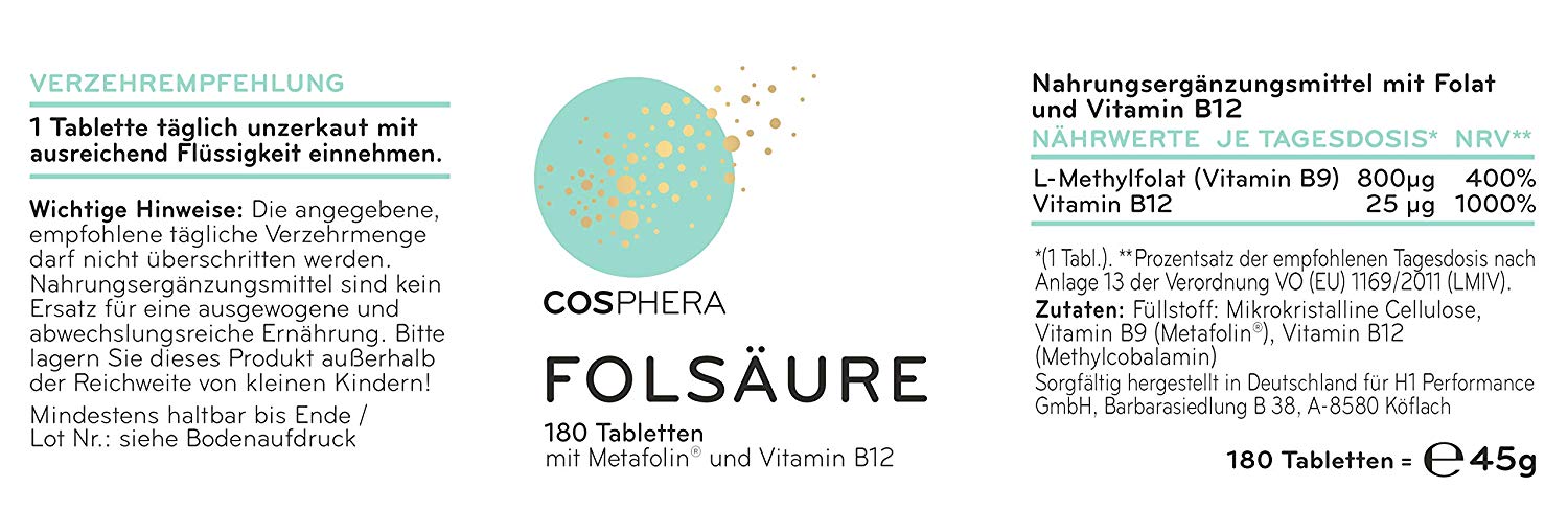 Cosphera - Folsäure 180 Tabletten