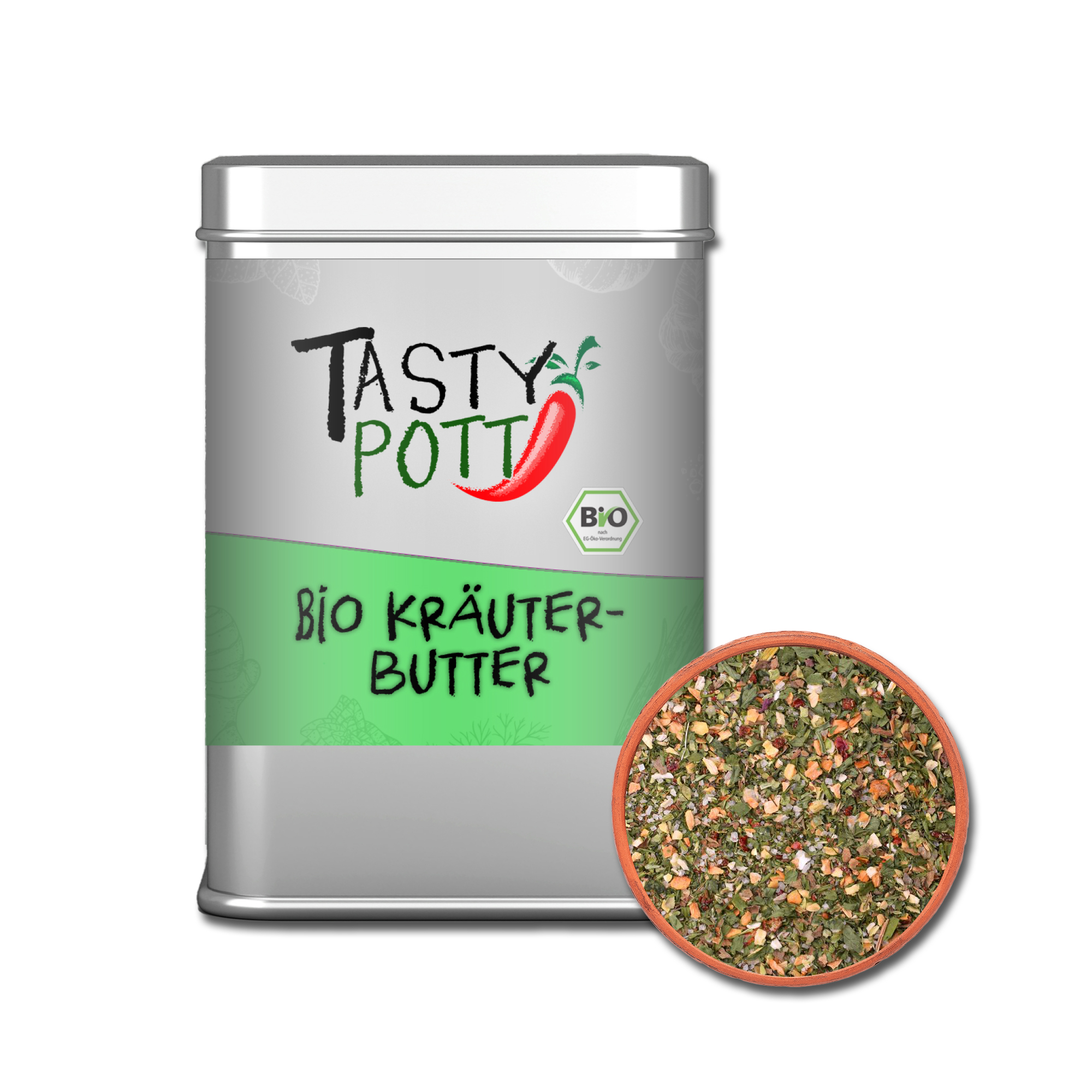 Bio Kräuterbutter Mix - Kräutermischung - 80g Dose von Tasty Pott