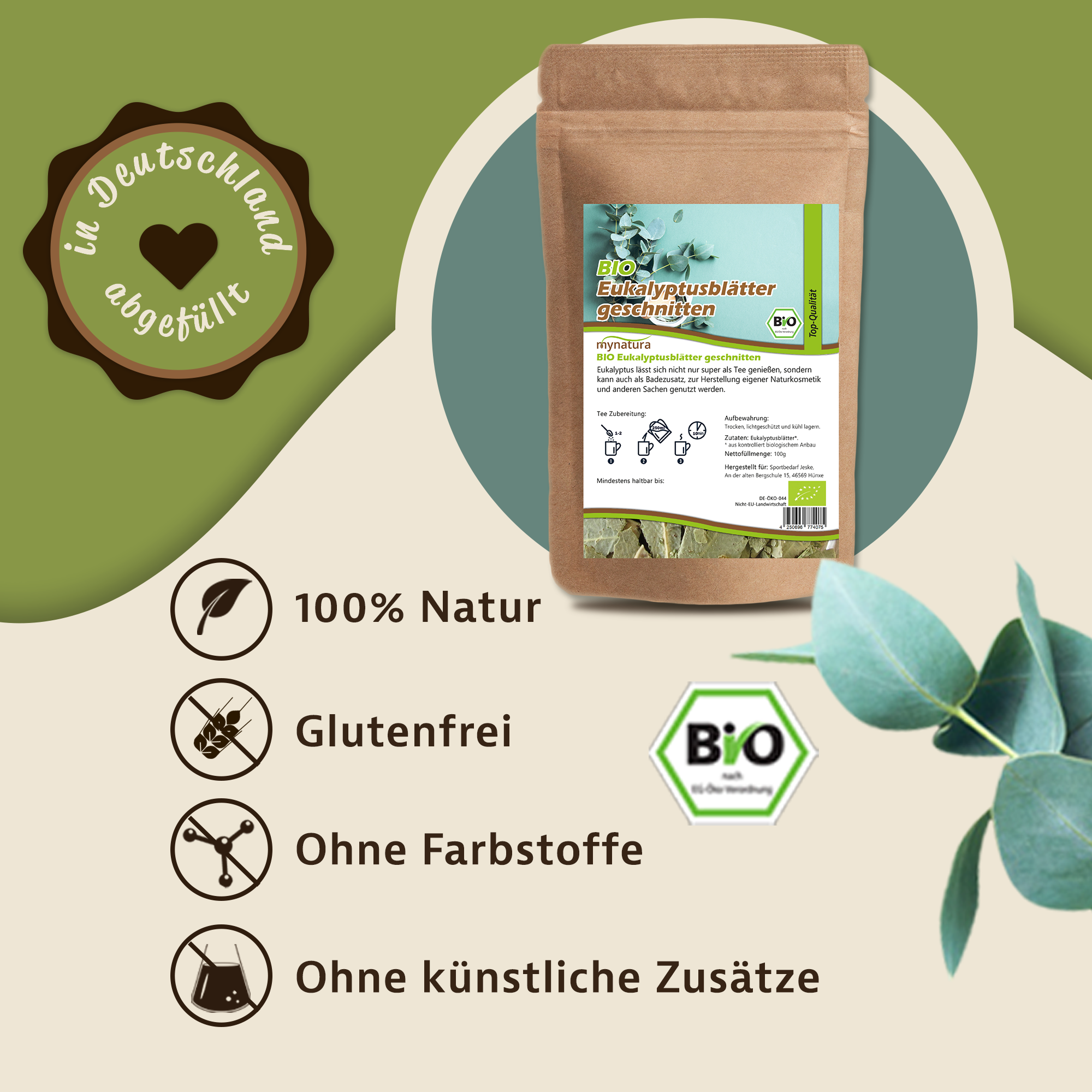 Mynatura Bio Eukalyptusblätter getrocknet und geschnitten 250g