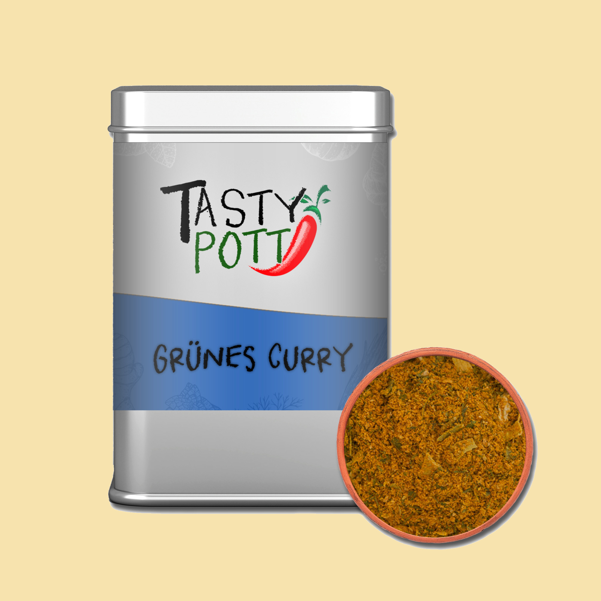 Grünes Curry Gewürz - Thai Curry | 60g Dose Tasty Pott   Grünes Curry Gewürz - Thai Curry | 60g Dose Tasty Pott