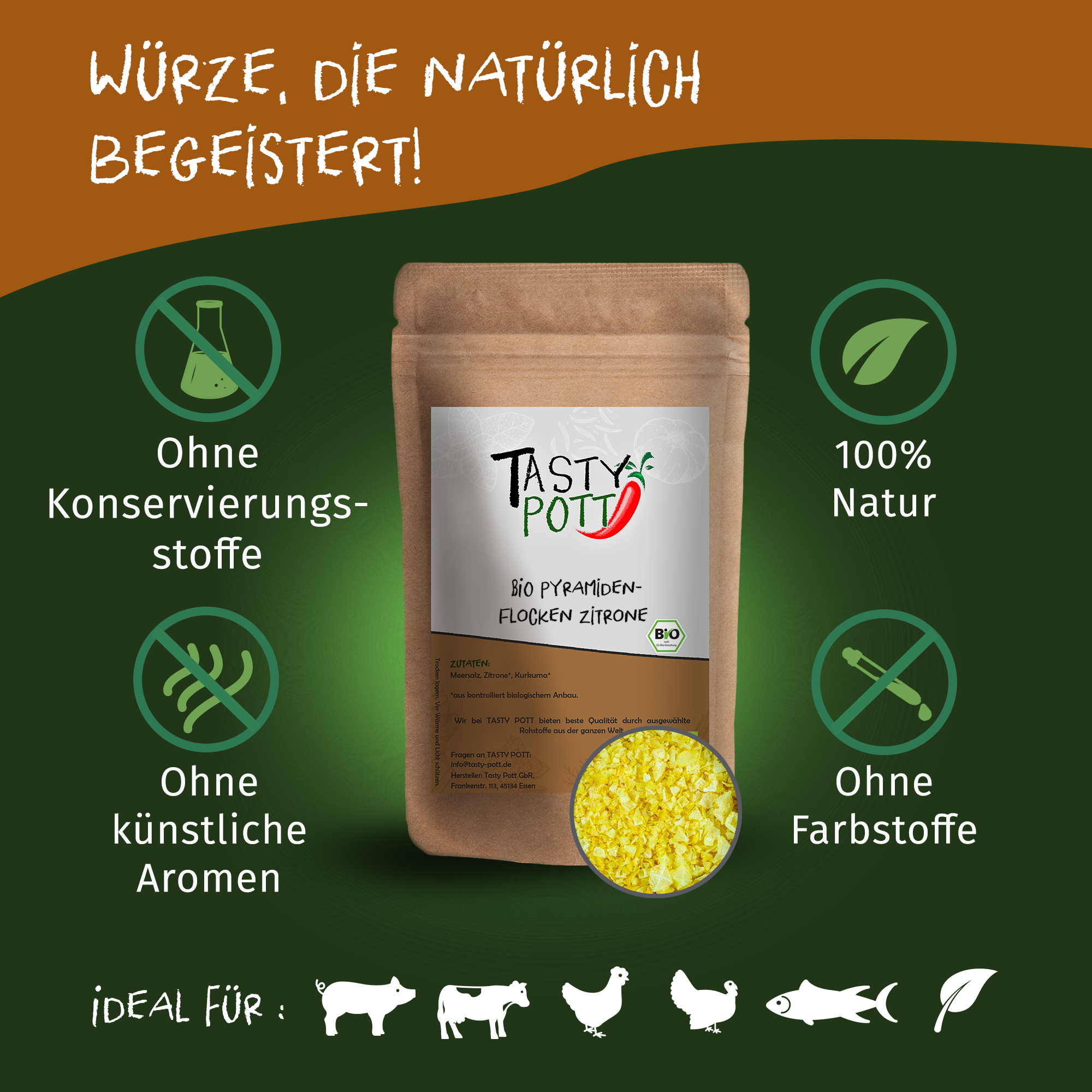 Bio Pyramidenflocken Zitrone 85g