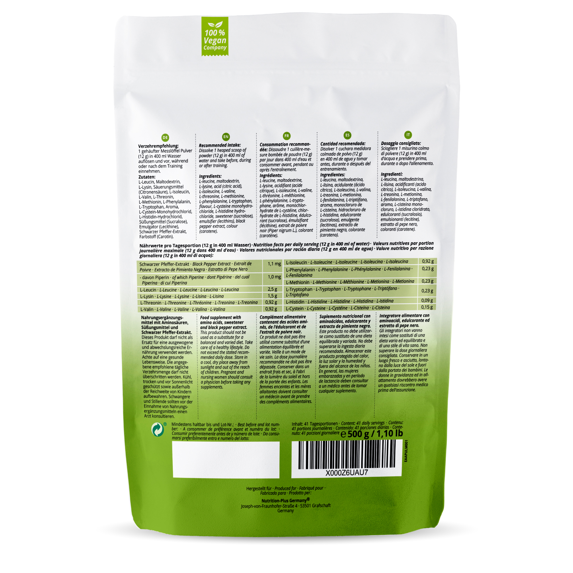 Nutri+ EAA Hochdosierte Aminosäuren  500g