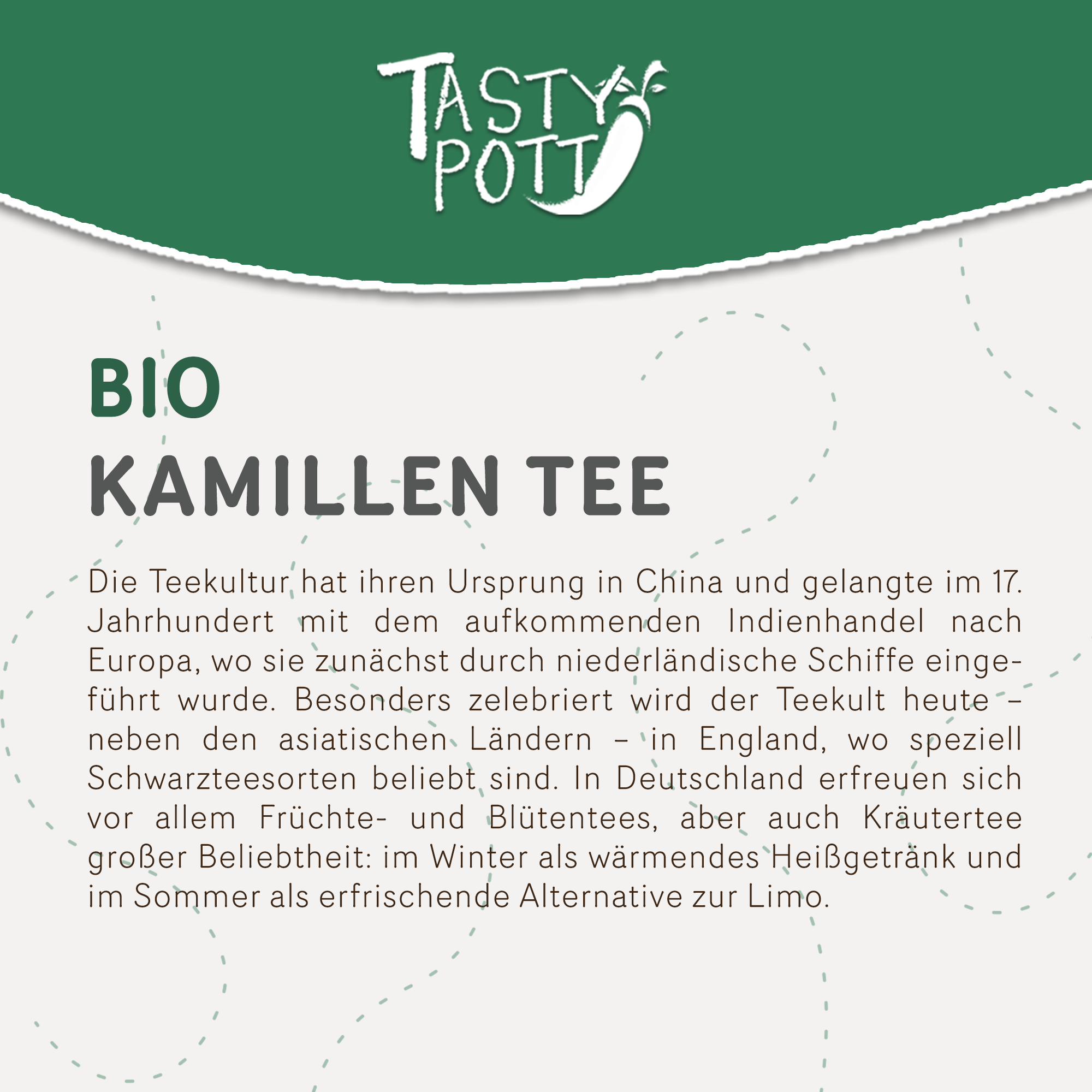 Bio Kamillenblüten Tee - lose Kamillentee - 20g Dose Tasty Pott