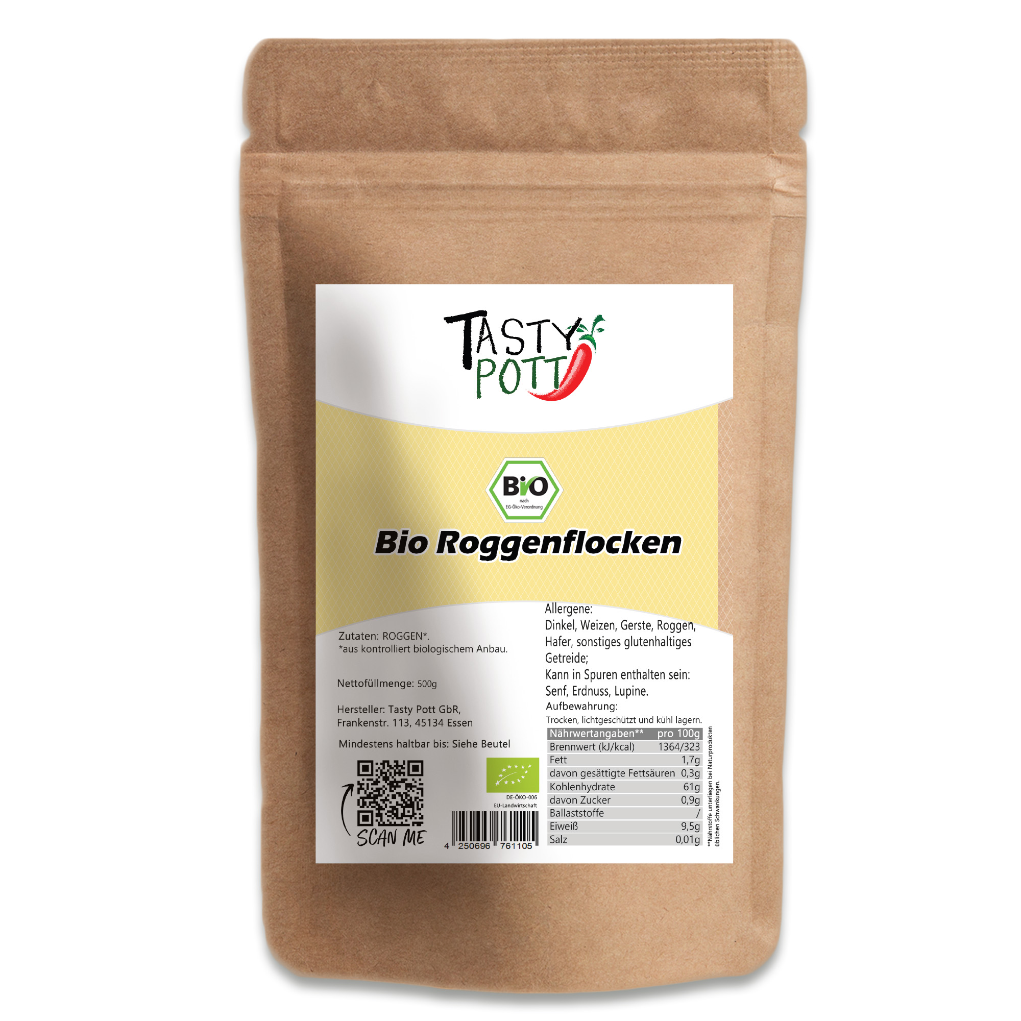 Tasty Pott Bio-Roggenflocken – Natürlich, vielseitig & ohne Zusätze 500g | Roggenflocken kaufen  Tasty Pott Bio-Roggenflocken – Natürlich, vielseitig & ohne Zusätze 500g | Roggenflocken kaufen