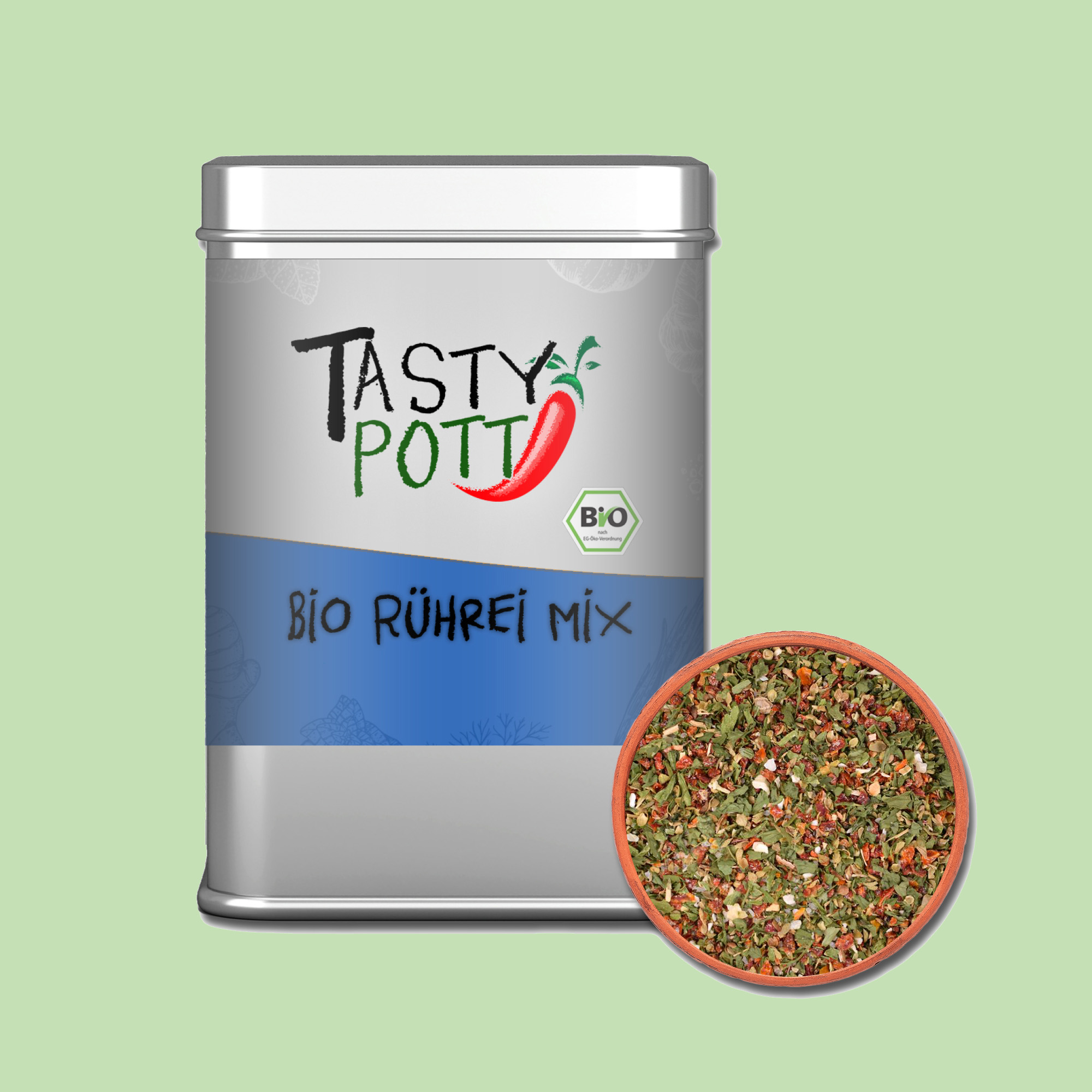 Bio Rührei Mix - Gewürzmischung - 80g Dose von Tasty Pott Bio Rührei Mix - Gewürzmischung - 80g Dose von Tasty Pott