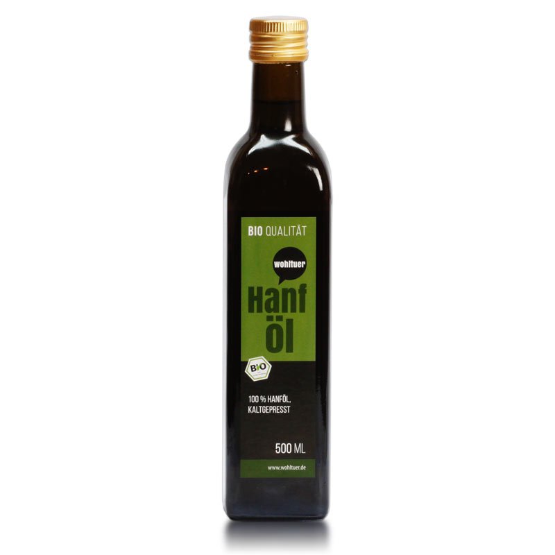 Wohltuer Hanföl kaltgepresst 500ml aus kontrolliert biologischem Anbau Wohltuer Hanföl kaltgepresst 500ml aus kontrolliert biologischem Anbau