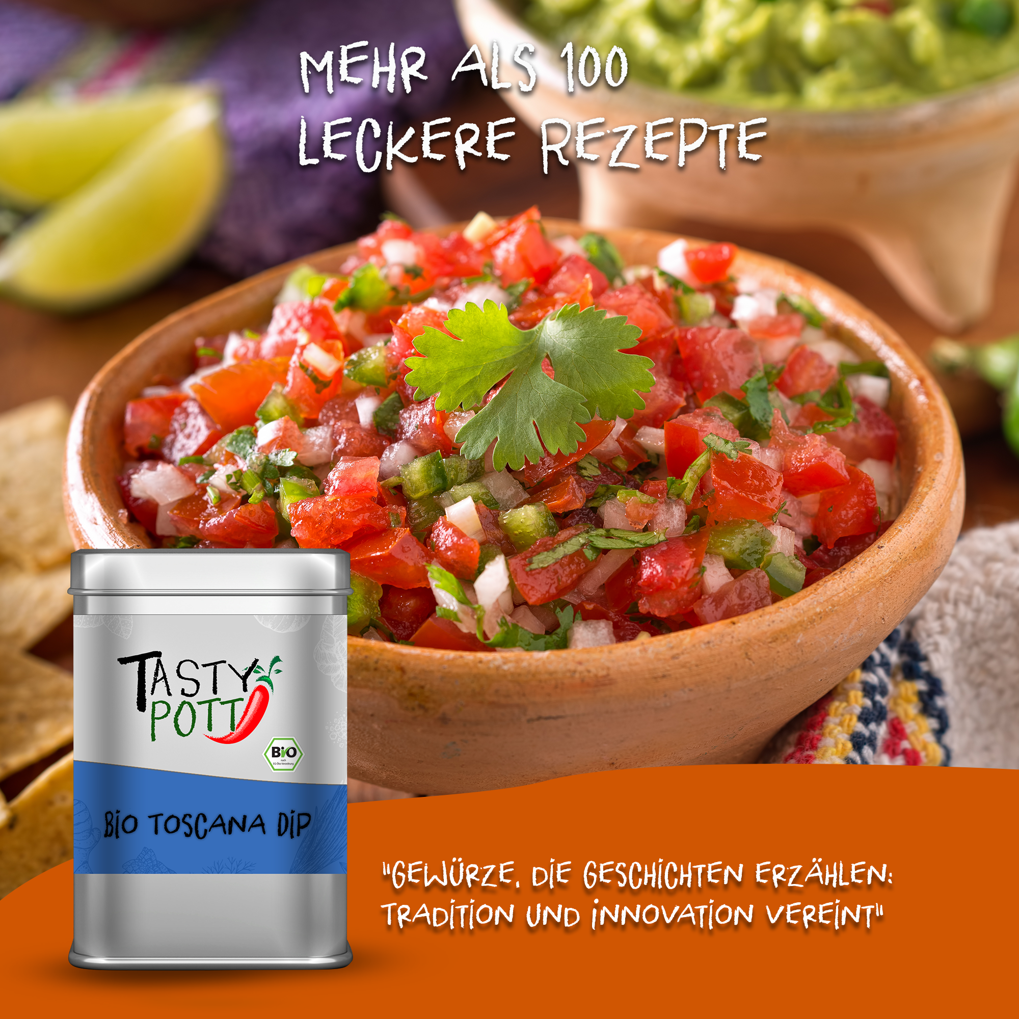 Bio Toscana Dip - Gewürzmischung für Dips - 75g Dose Tasty Pott