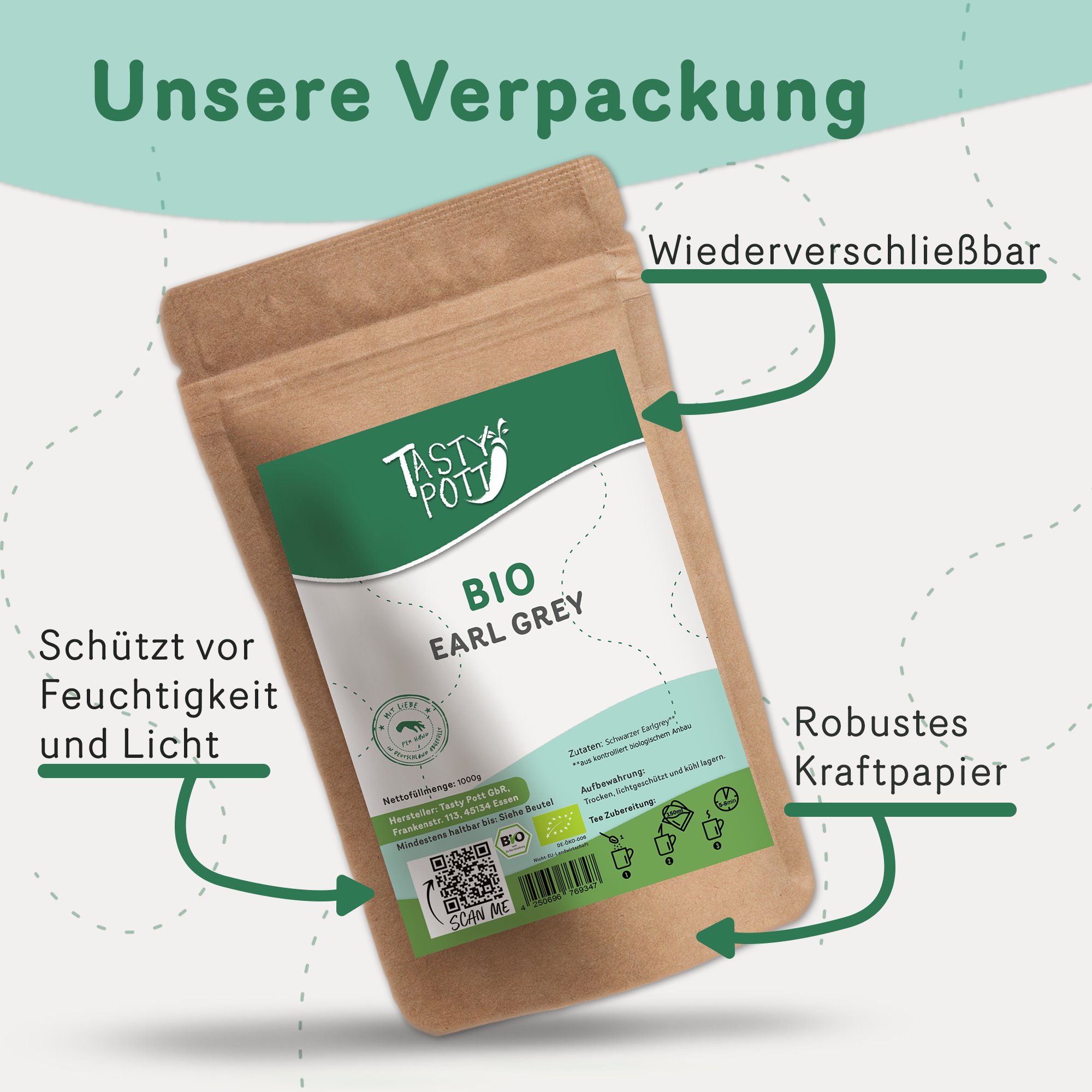 Bio Earl Grey Tee - Aromatisierter Schwarztee mit Bergamotte - 50g Dose von Tasty Pott Bio Earl Grey Tee - Aromatisierter Schwarztee mit Bergamotte - 50g Dose von Tasty Pott