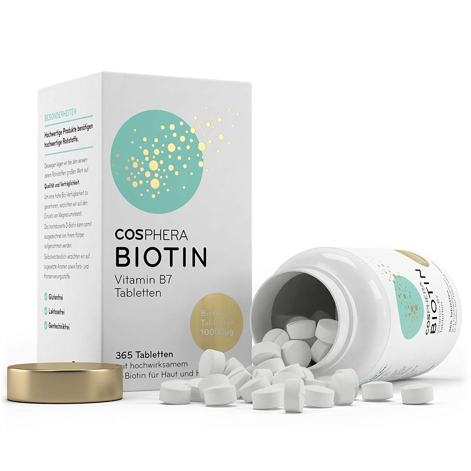Cosphera - Biotin Hochdosiert 10.000 mcg D-Biotin 365 vegane Tabletten Cosphera - Biotin Hochdosiert 10.000 mcg D-Biotin 365 vegane Tabletten