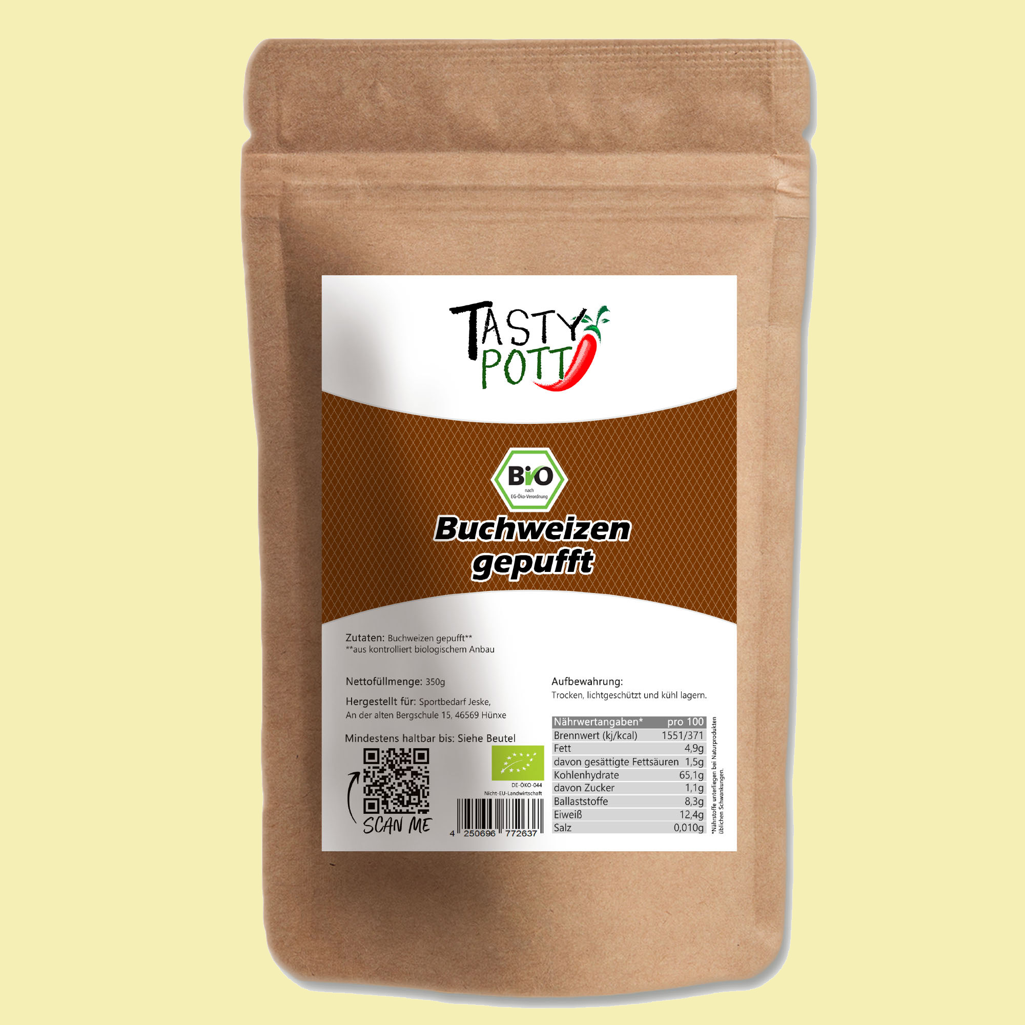 Gepuffter Bio Buchweizen im 350g Beutel – knusprig & glutenfrei