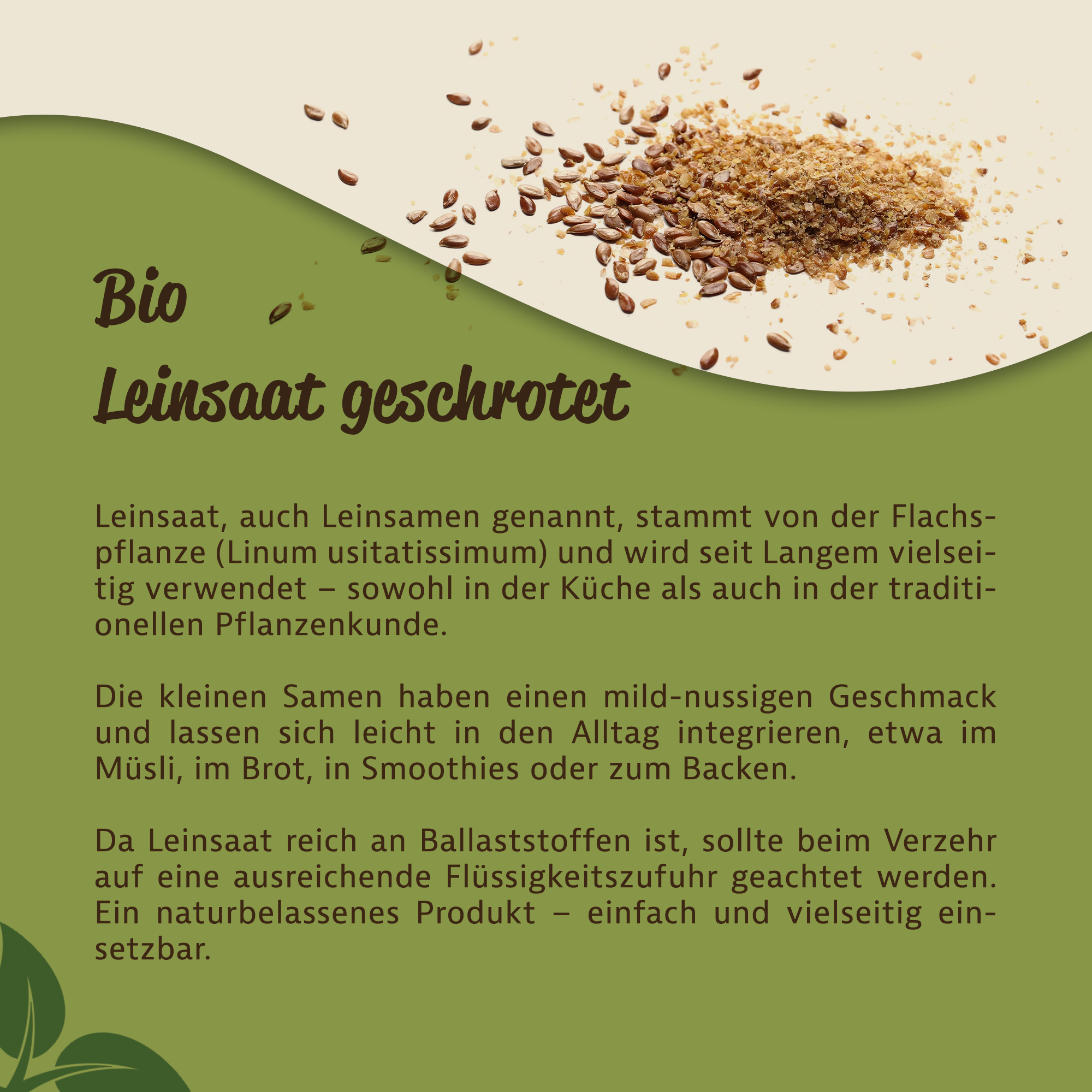 Bio Leinsamen von Mynatura – braune & goldene Leinsamen kaufen | Pflanzliche Ballaststoffquelle für Küche & Backen 1Kg