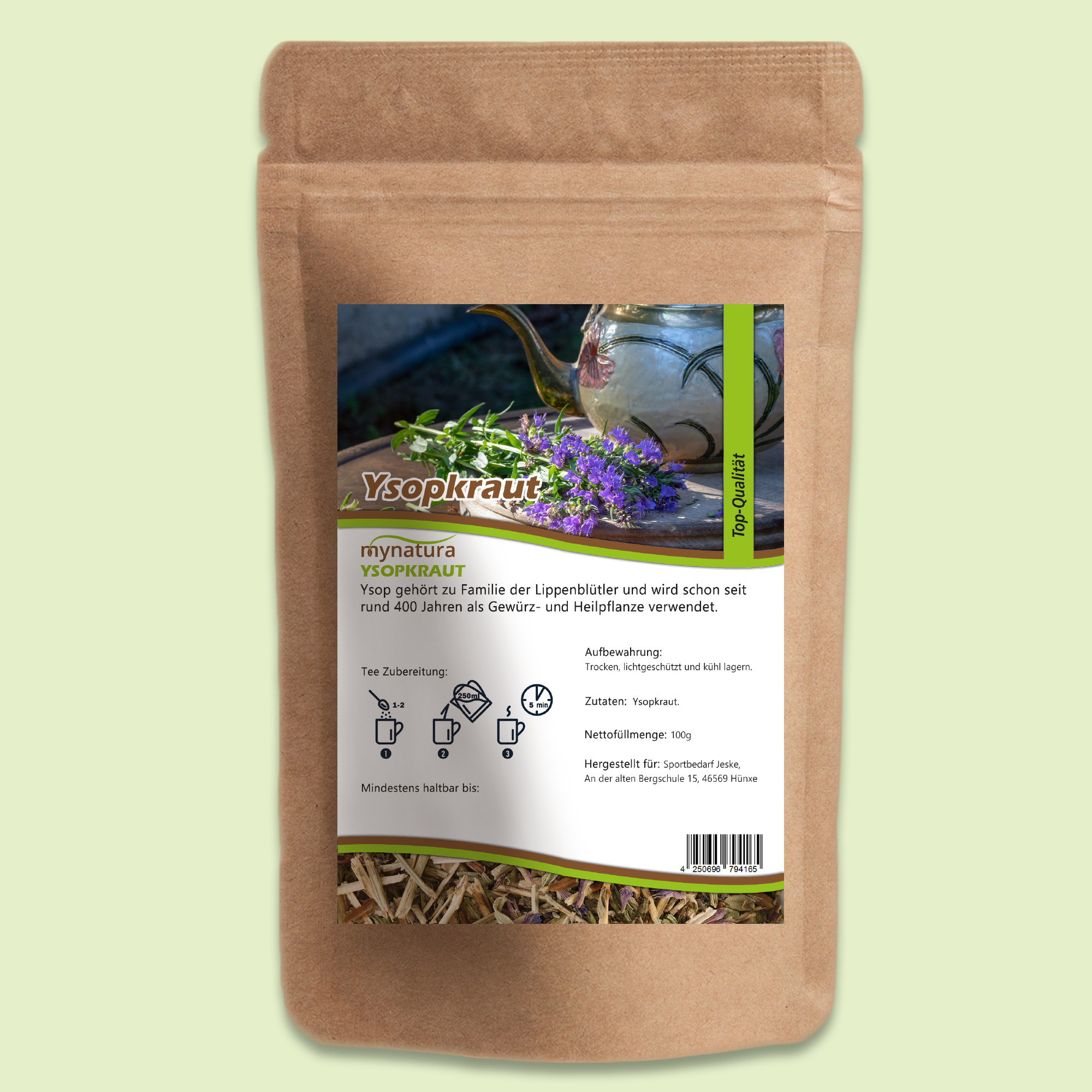 Ysopkraut von Mynatura – Aromatisches Kraut für Tee, Küche & Bad | Natürlich & nachhaltig 250g