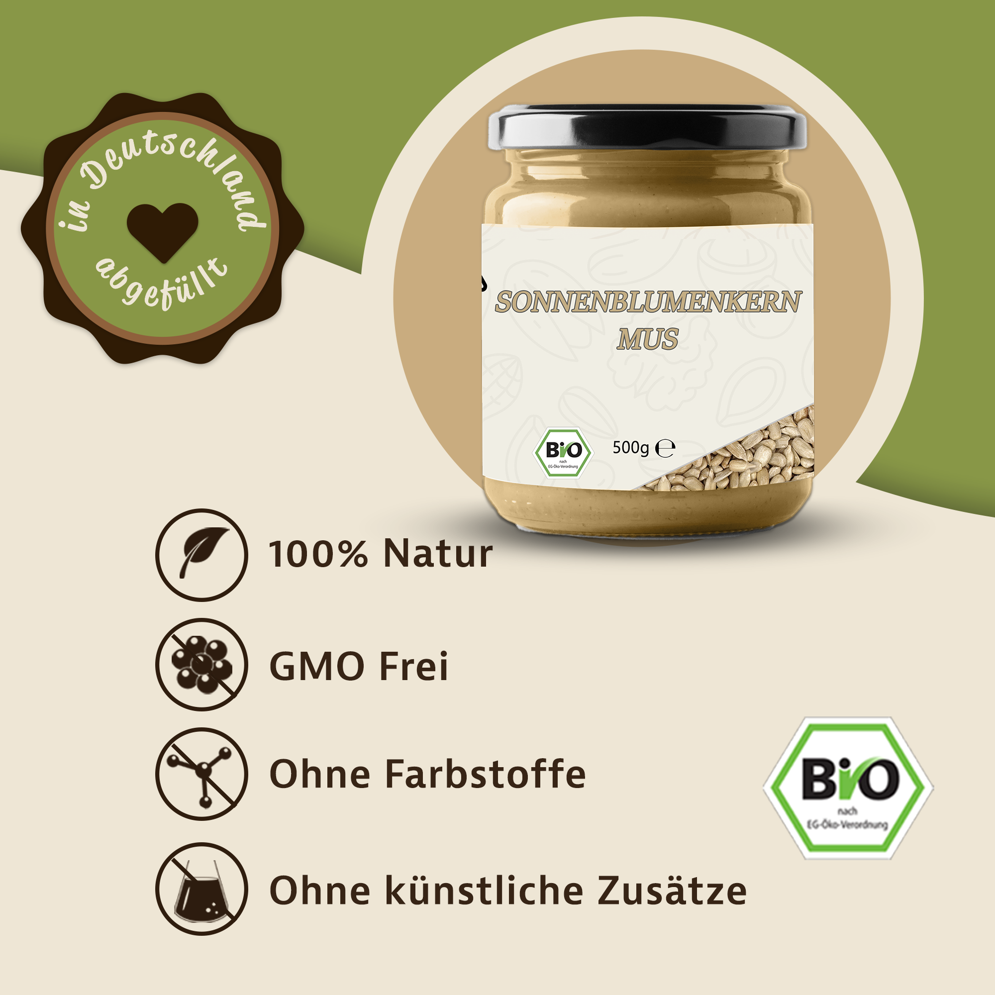 Cremiges Sonnenblumenkernmus in Bio-Qualität – natürlich, vielseitig & aromatisch 2x0,5Kg