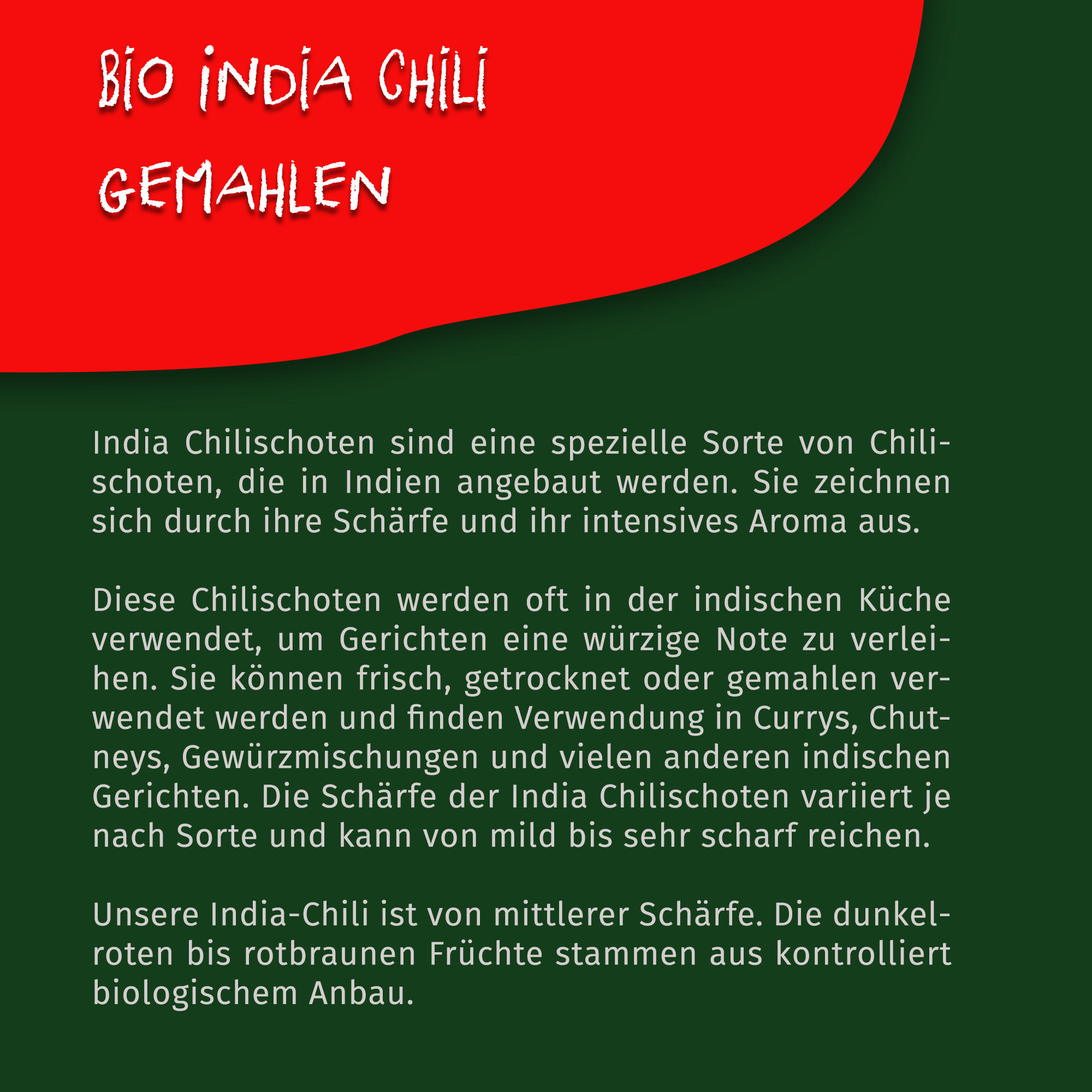 Bio India Chili - Indisches Chilipulver gemahlen - 80g Dose von Tasty Pott Bio India Chili - Indisches Chilipulver gemahlen - 80g Dose von Tasty Pott