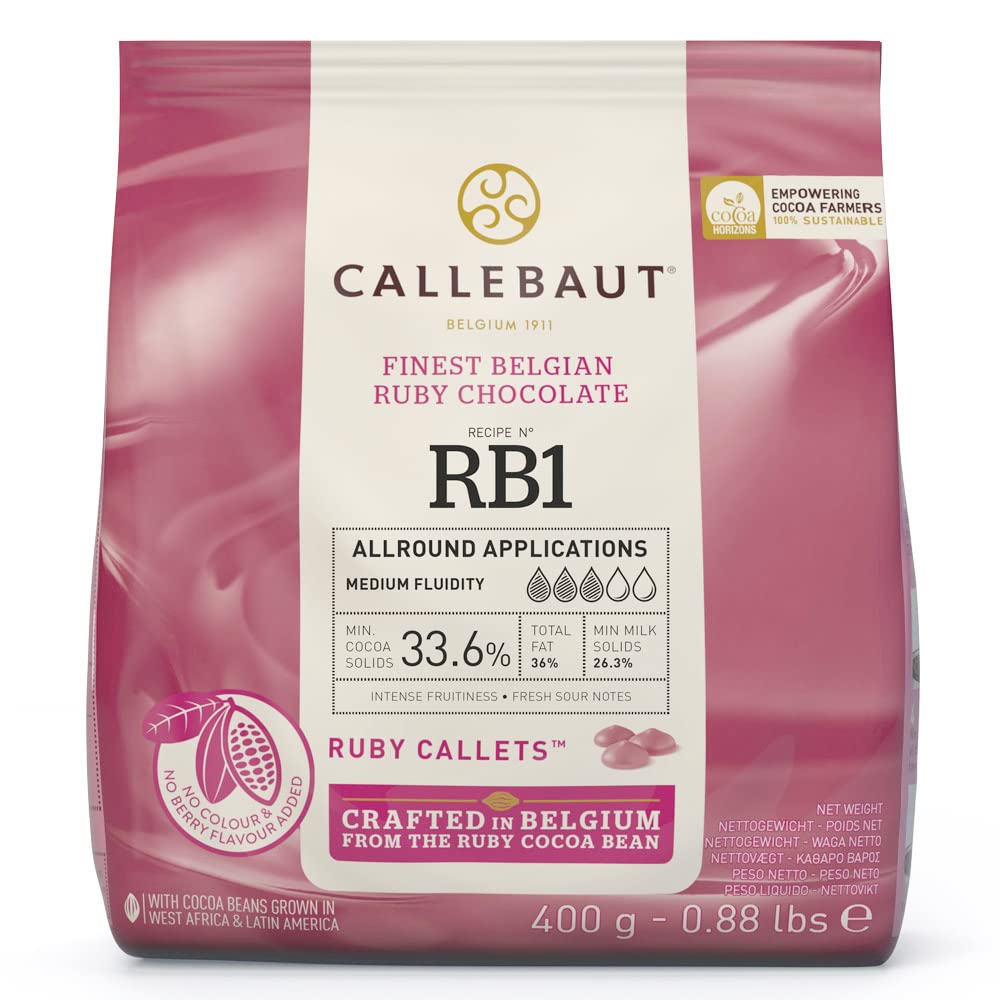 CALLEBAUT Receipe RB1 - Ruby Kuvertüre Callets, Pinke Schokolade, 43,6% Kakao (400G)
