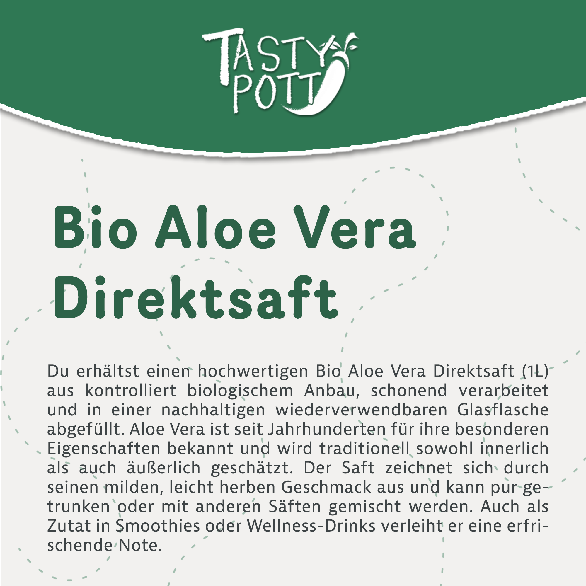 Tasty Pott Bio Aloe Vera 1L - Direktsaft
