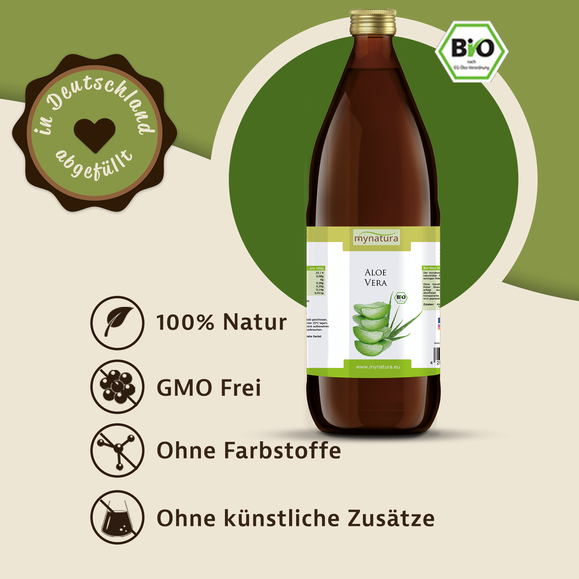 Mynatura Bio Aloe Vera 1L - Direktsaft Pflanzensaft