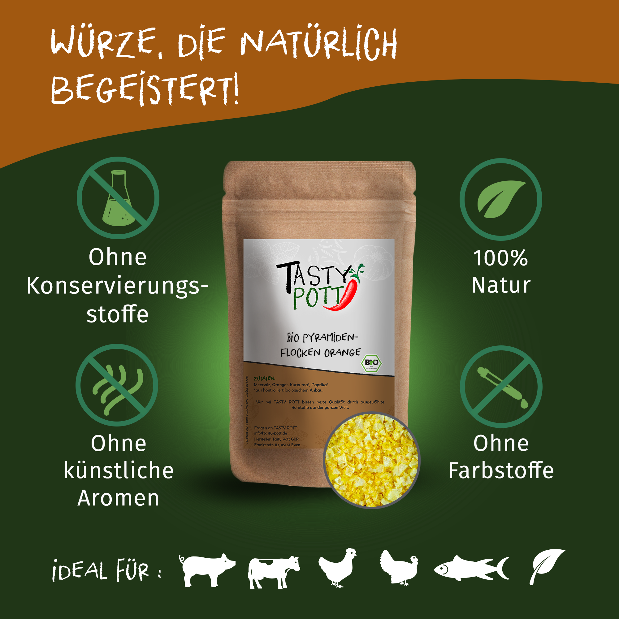 Bio Pyramidenflocken Orange & Salz 85g