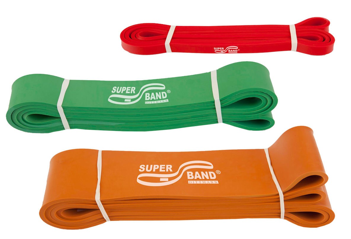 Dittmann SUPERBAND 3er Kombi Rot, Grün, Orange Gymnastikband, Reha,Therapie Dittmann SUPERBAND 3er Kombi Rot, Grün, Orange Gymnastikband, Reha,Therapie
