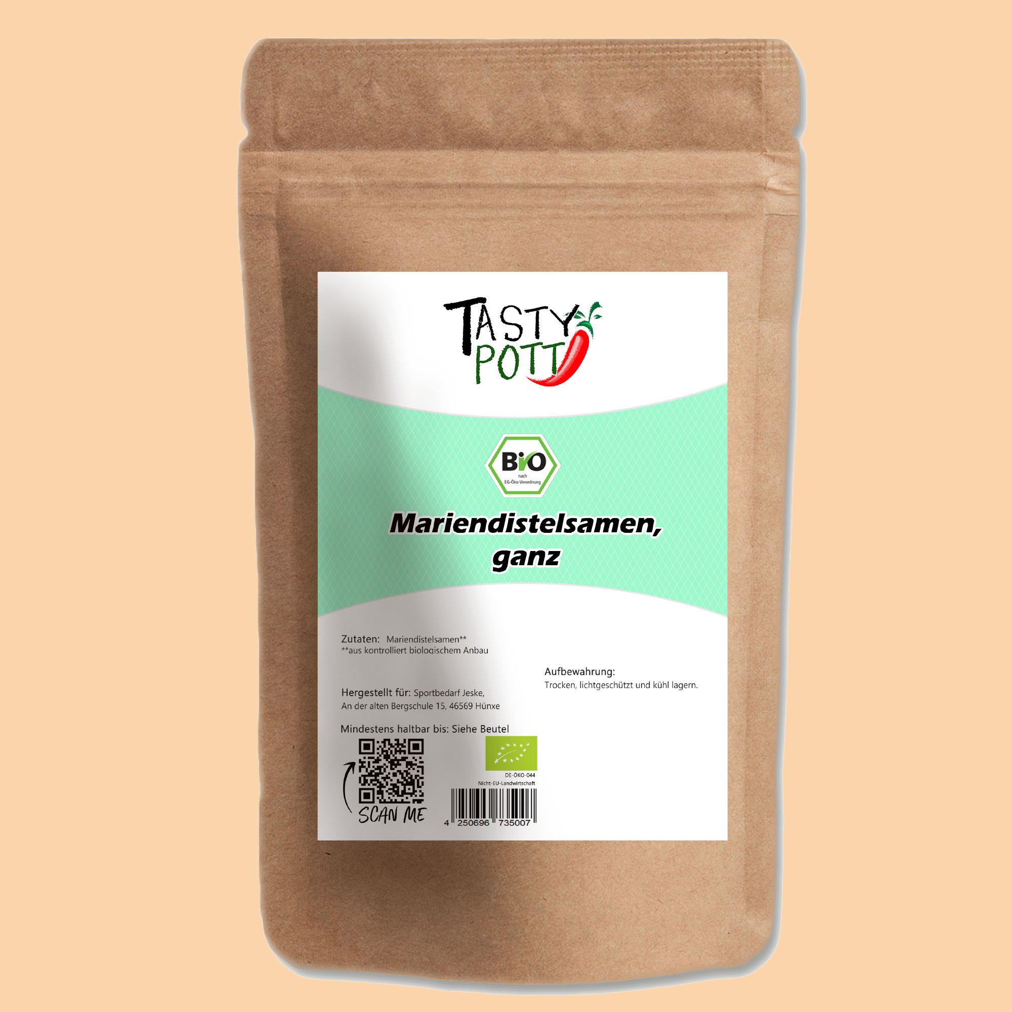 Bio Mariendistelsamen - ganze Samen - 500g Beutel von Tasty Pott