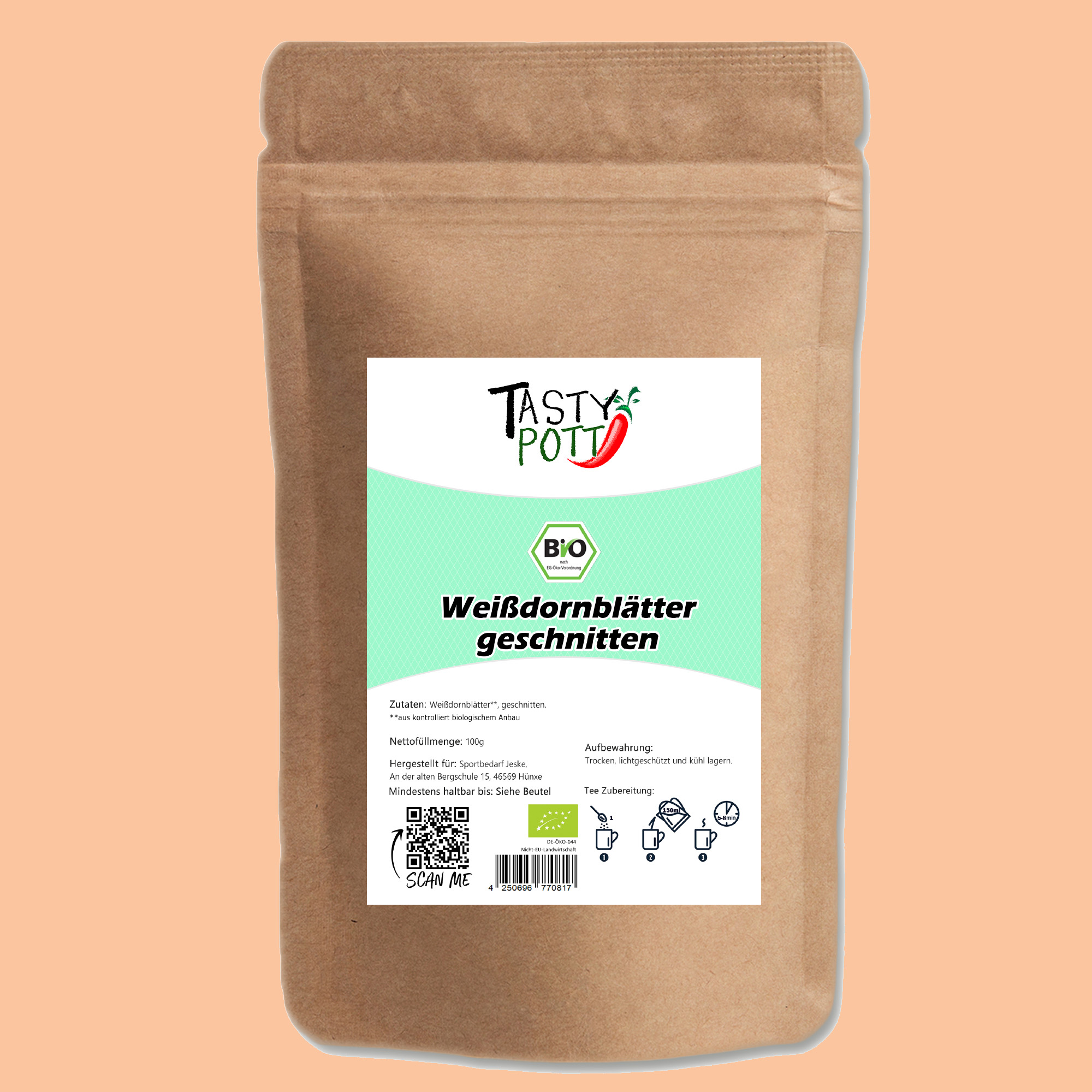 Bio Weißdornblätter mit Blüten geschnitten - Weißdorn - 100g Beutel Tasty Pott Bio Weißdornblätter mit Blüten geschnitten - Weißdorn - 100g Beutel Tasty Pott