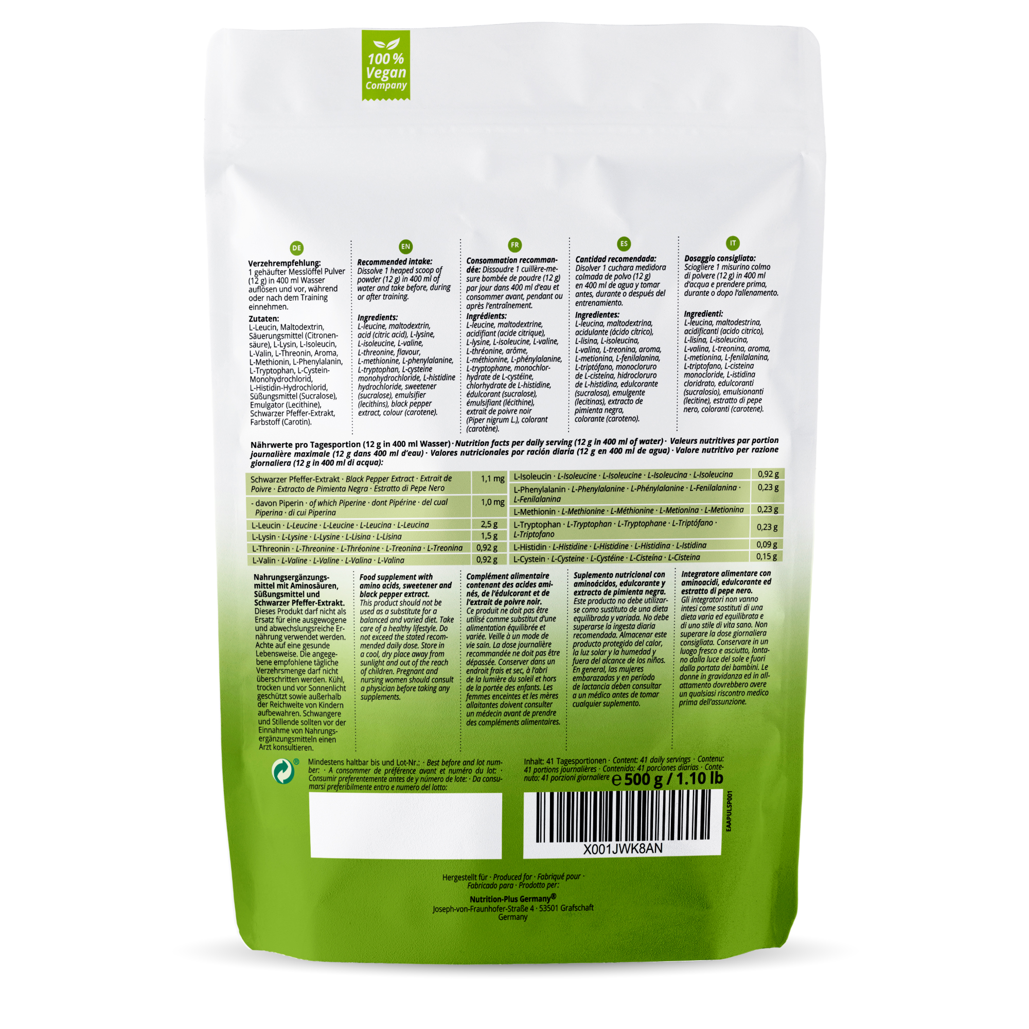 Nutri+ EAA Hochdosierte Aminosäuren  500g