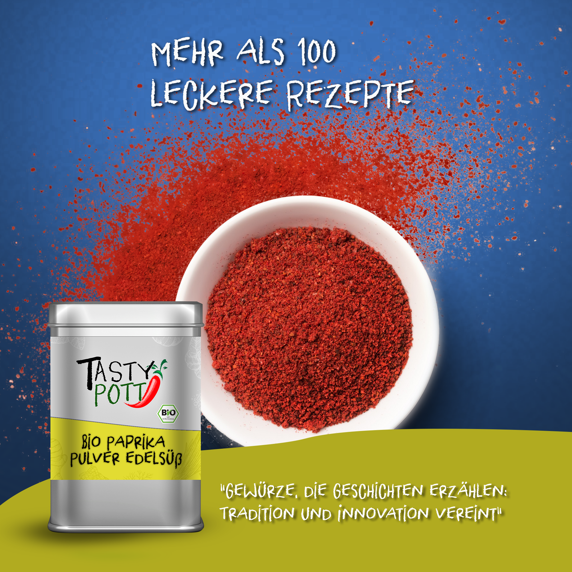 Bio Paprika Pulver edelsüß - Paprikapulver - 100g Dose von Tasty Pott