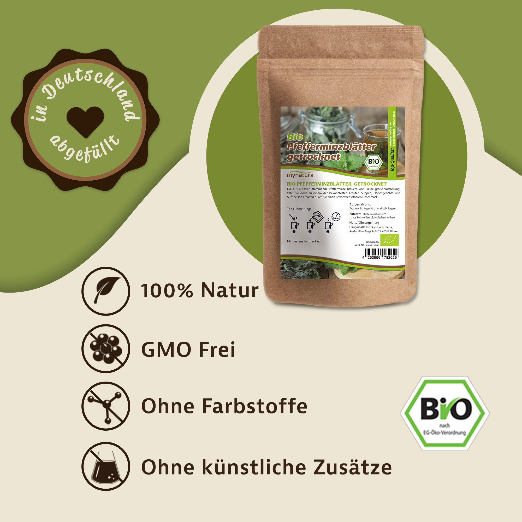 Bio Pfefferminzblätter getrocknet 0,1Kg – intensives Minzaroma für Tee & Küche | Mynatura