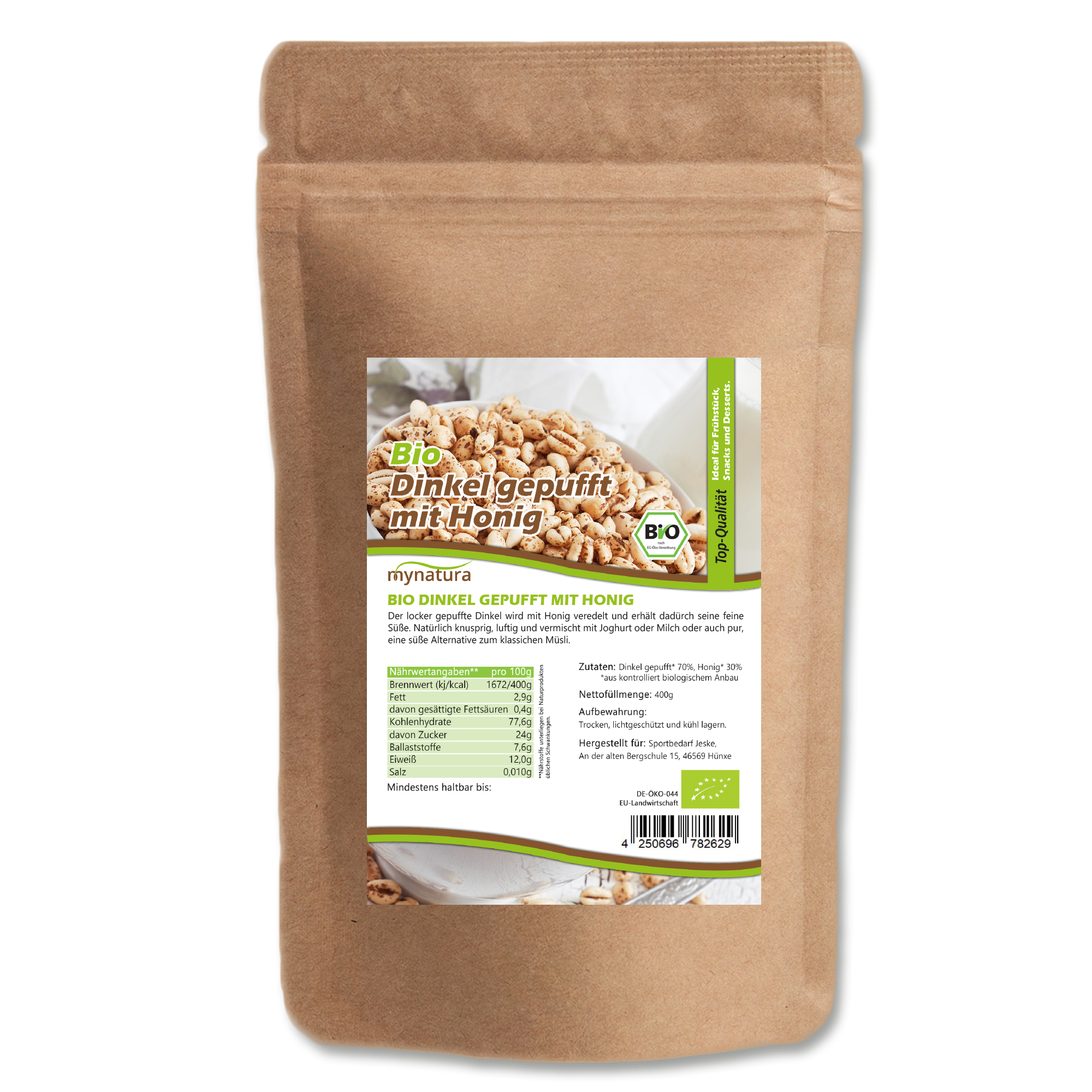 Bio Dinkel gepufft mit Honig – Knuspriger Bio-Snack für Müsli, Bowls & Backen Bio Dinkel gepufft mit Honig – Knuspriger Bio-Snack für Müsli, Bowls & Backen