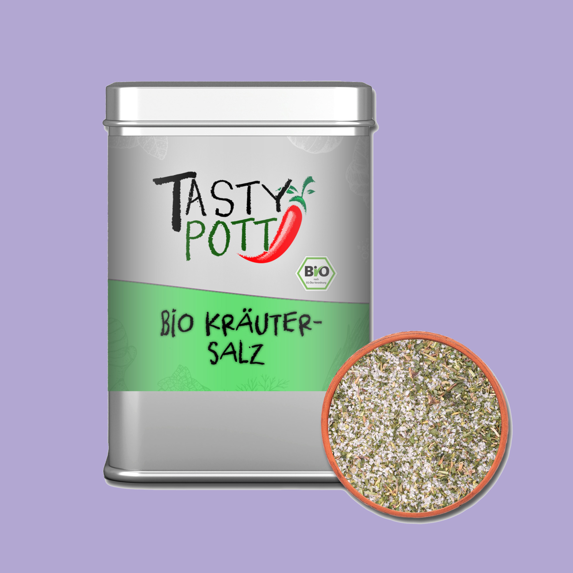 Bio Kräutersalz - Mediterrane Kräuter mit Salz - 100g Dose Tasty Pott Bio Kräutersalz - Mediterrane Kräuter mit Salz - 100g Dose Tasty Pott