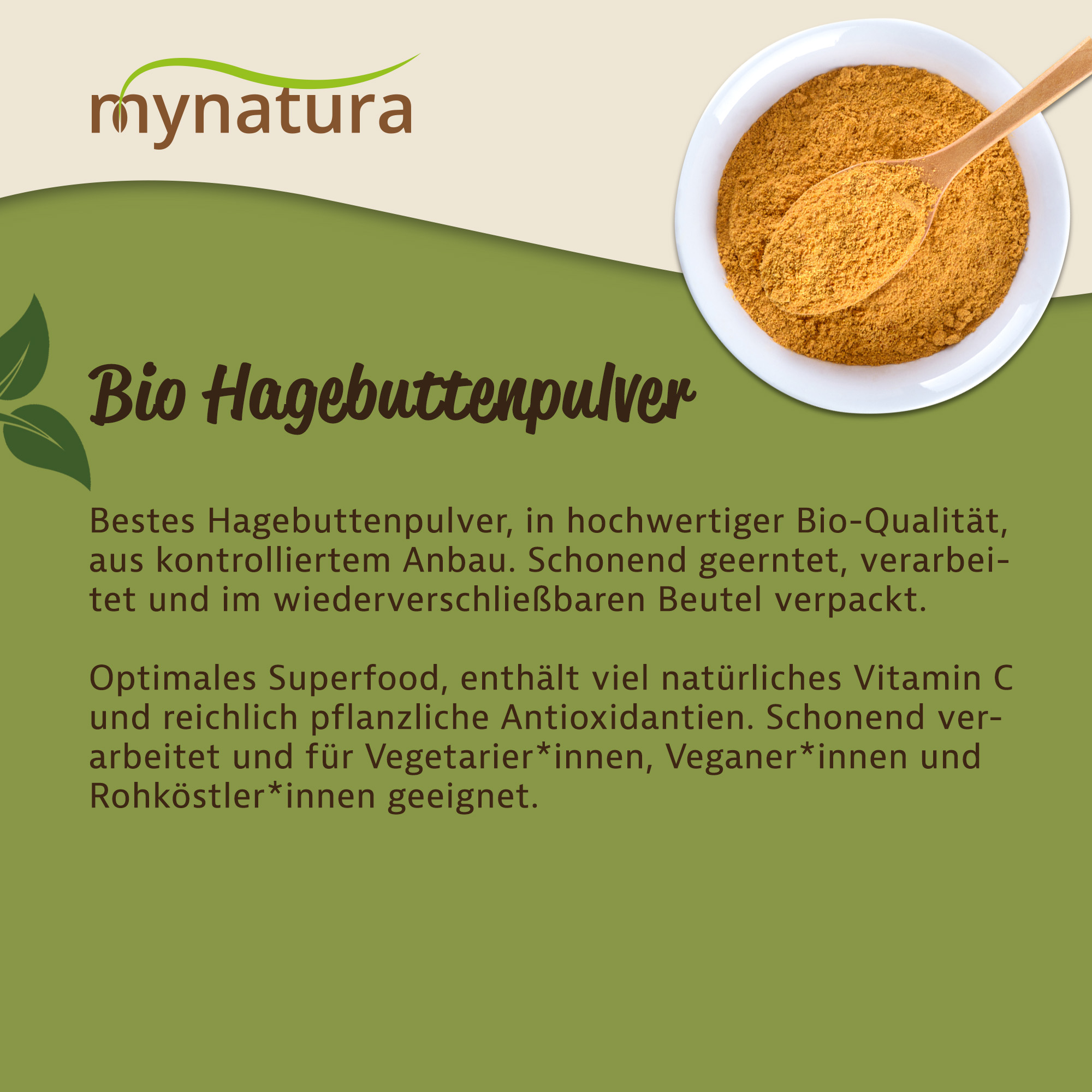 Mynatura Bio Hagebuttenpulver mit Vitamin C 1Kg