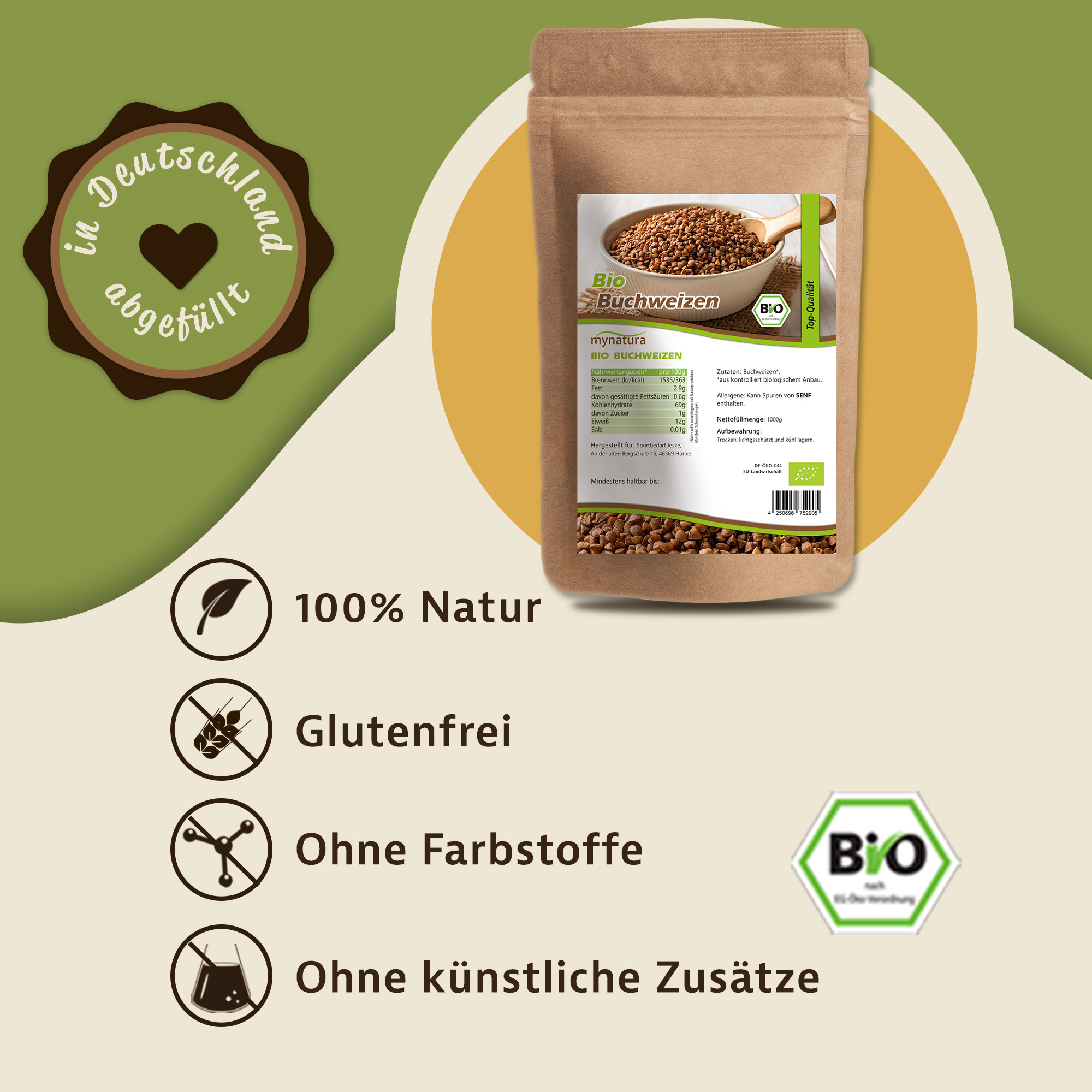 Bio Buchweizen – vielseitig kochen mit Mynatura | Glutenfreie Alternative für kreative Küche 1000g