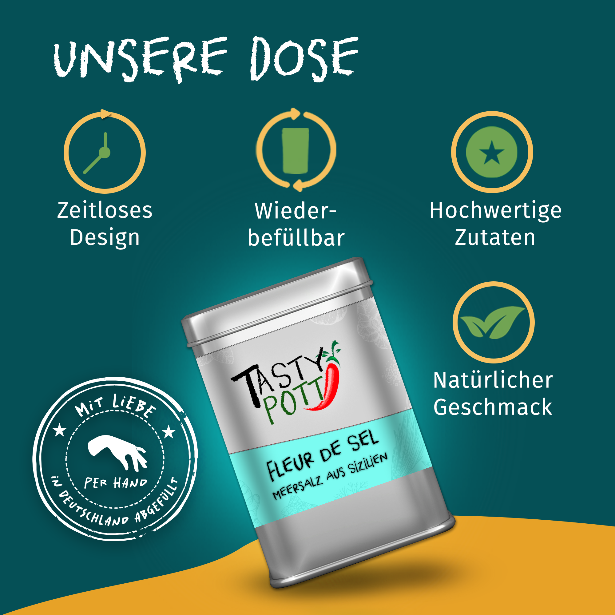 Fleur de Sel Meersalz 150g Dose von Tasty Pott