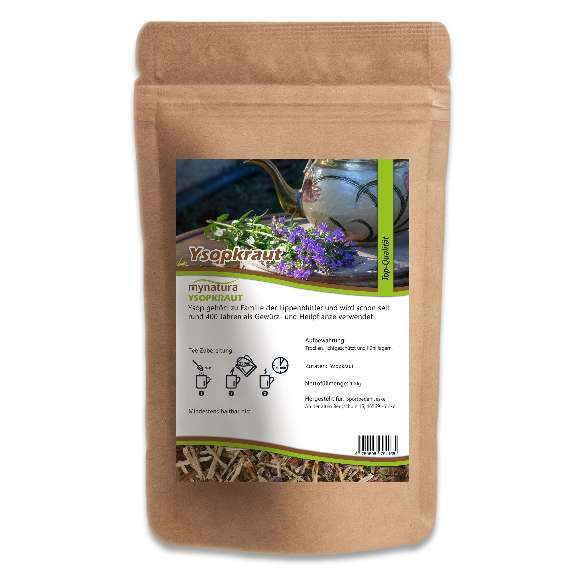 Ysopkraut von Mynatura – Aromatisches Kraut für Tee, Küche & Bad | Natürlich & nachhaltig 100g