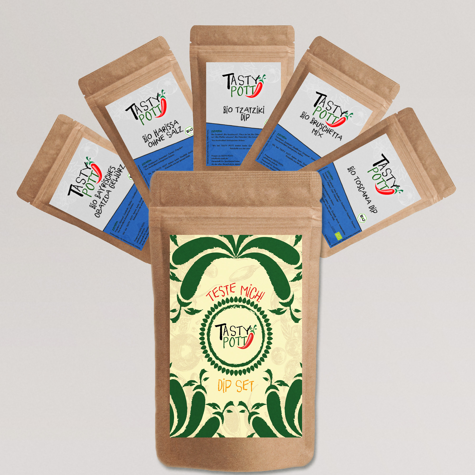 Tasty Pott Dip Set 5x 30g Probiergrößen - Gewürzmischungen 