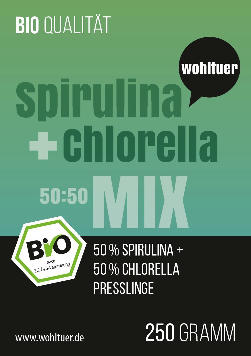 Wohltuer Spirulina + Chlorella Bio Algen Superfood Mix Tabletten 250g