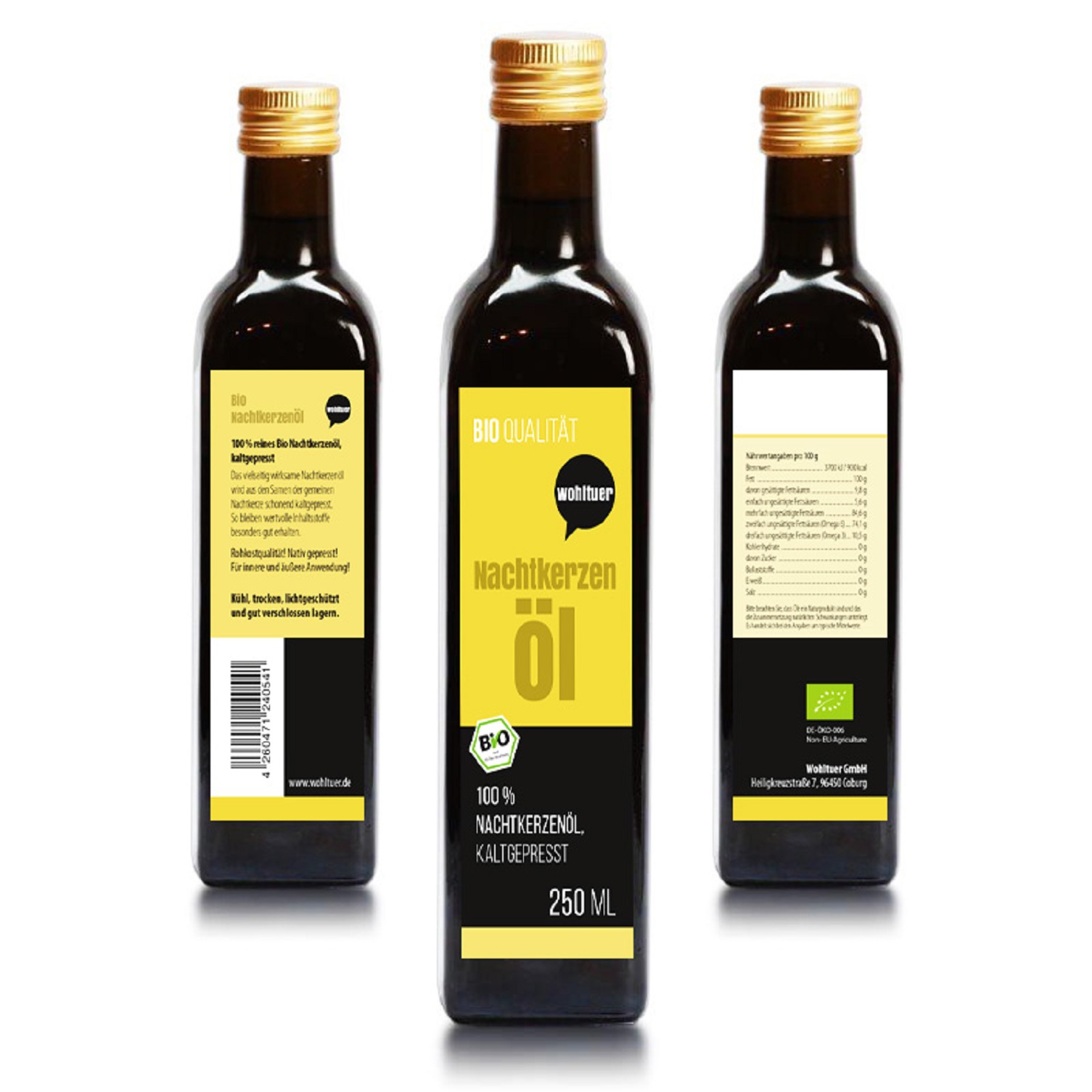 Wohltuer Bio Nachtkerzenöl Nativ gepresst und 100%rein Naturpur 250ml Wohltuer Bio Nachtkerzenöl Nativ gepresst und 100%rein Naturpur 250ml