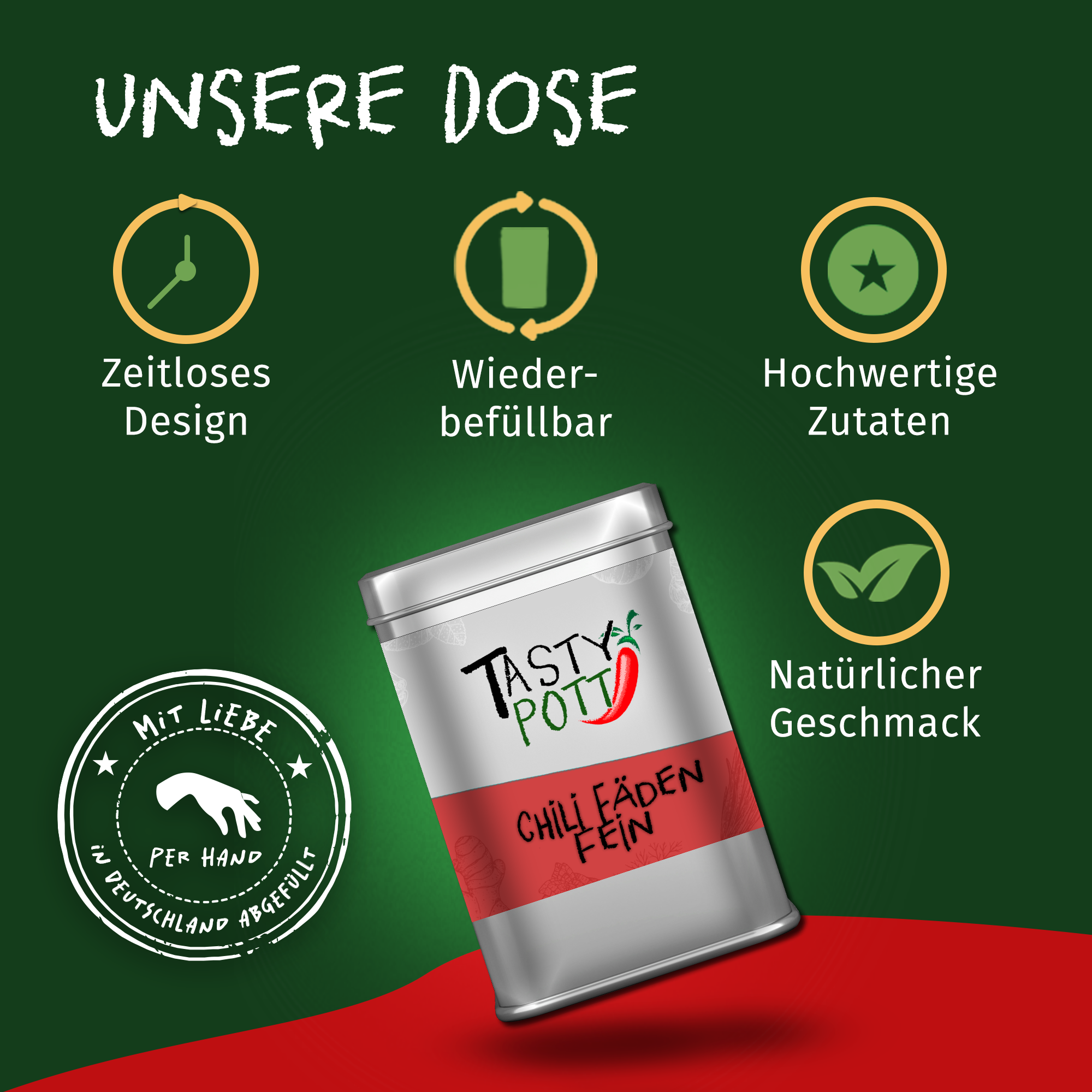 Tasty Pott Chili Fäden fein 10g Dose