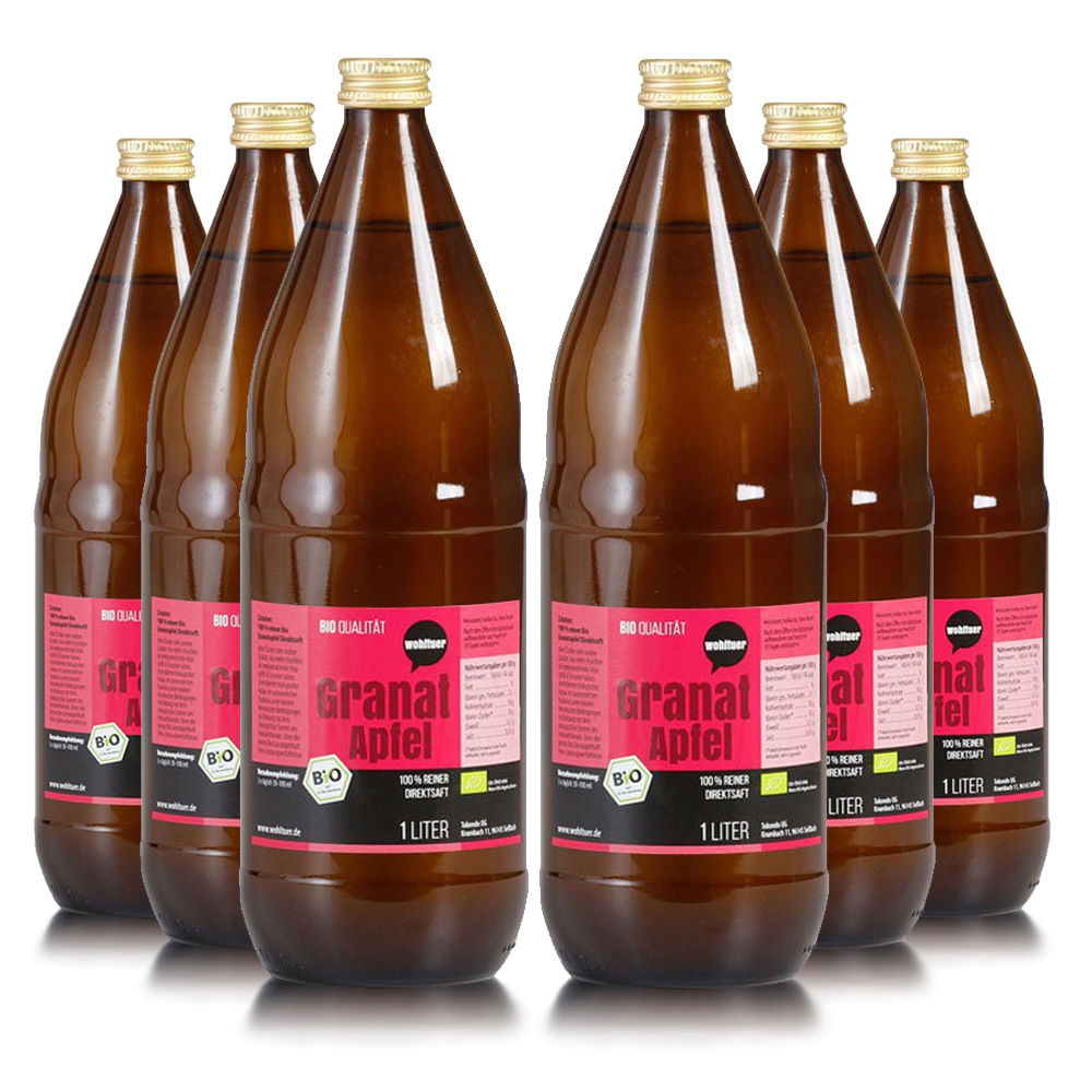 Wohltuer Bio Granatapfel reiner Direktsaft 6x1L Flasche Wohltuer Bio Granatapfel reiner Direktsaft 6x1L Flasche