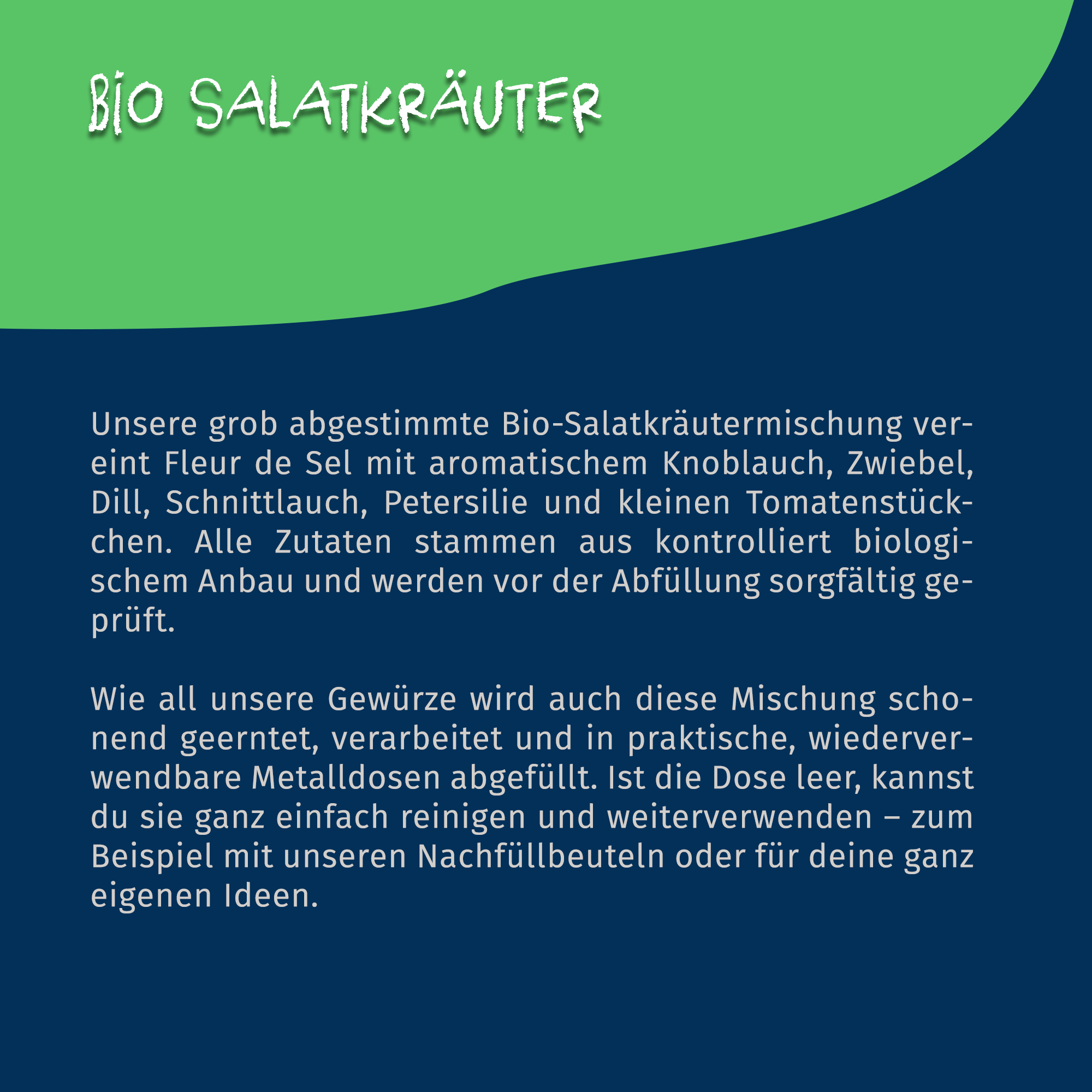 Salatkräuter Bio - Gewürz für deinen Salat - 30g Beutel Tasty Pott